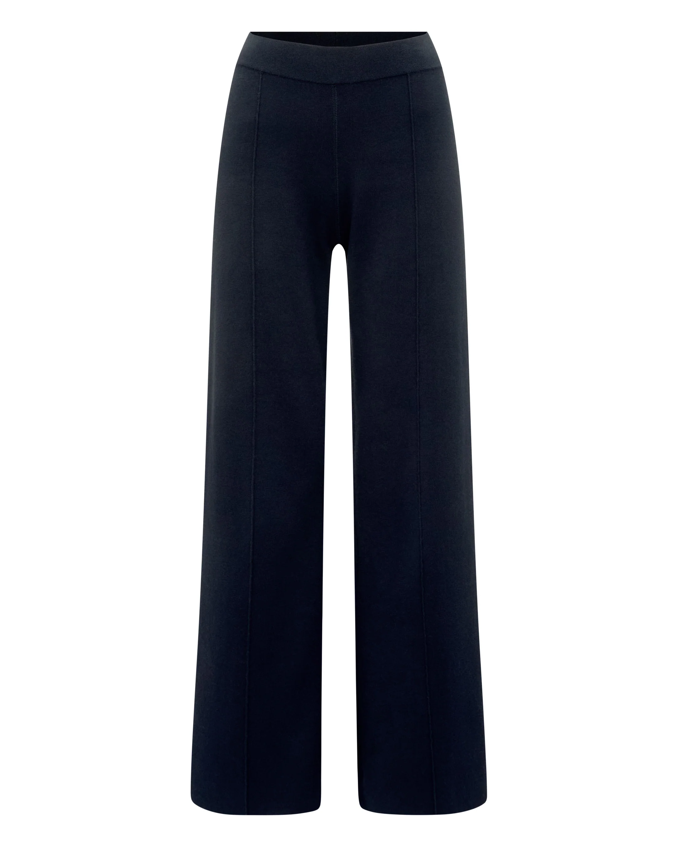 Women's Double Faced Cotton Blend Trousers Navy Blue - Image 2