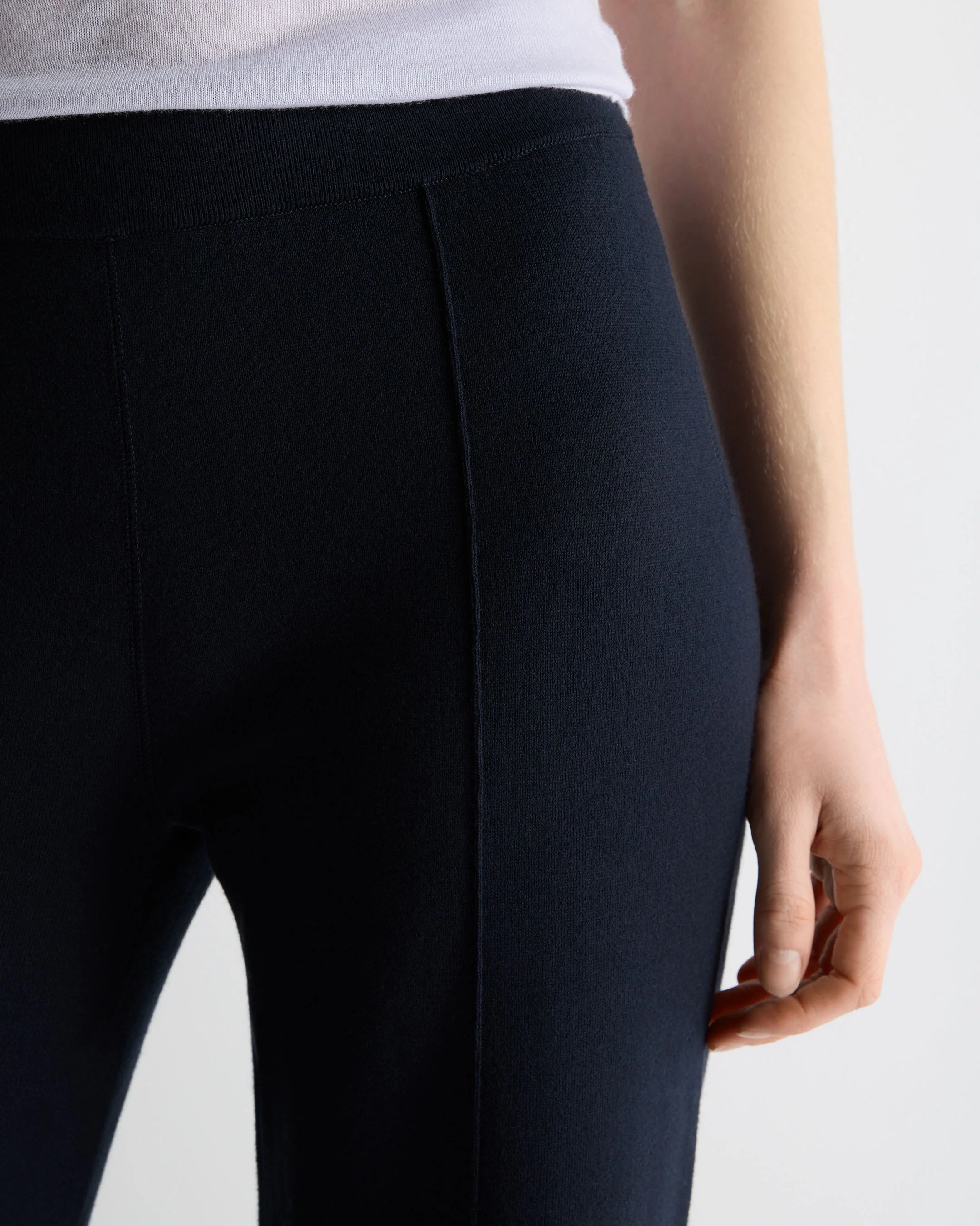 Women's Double Faced Cotton Blend Trousers Navy Blue - Image 5