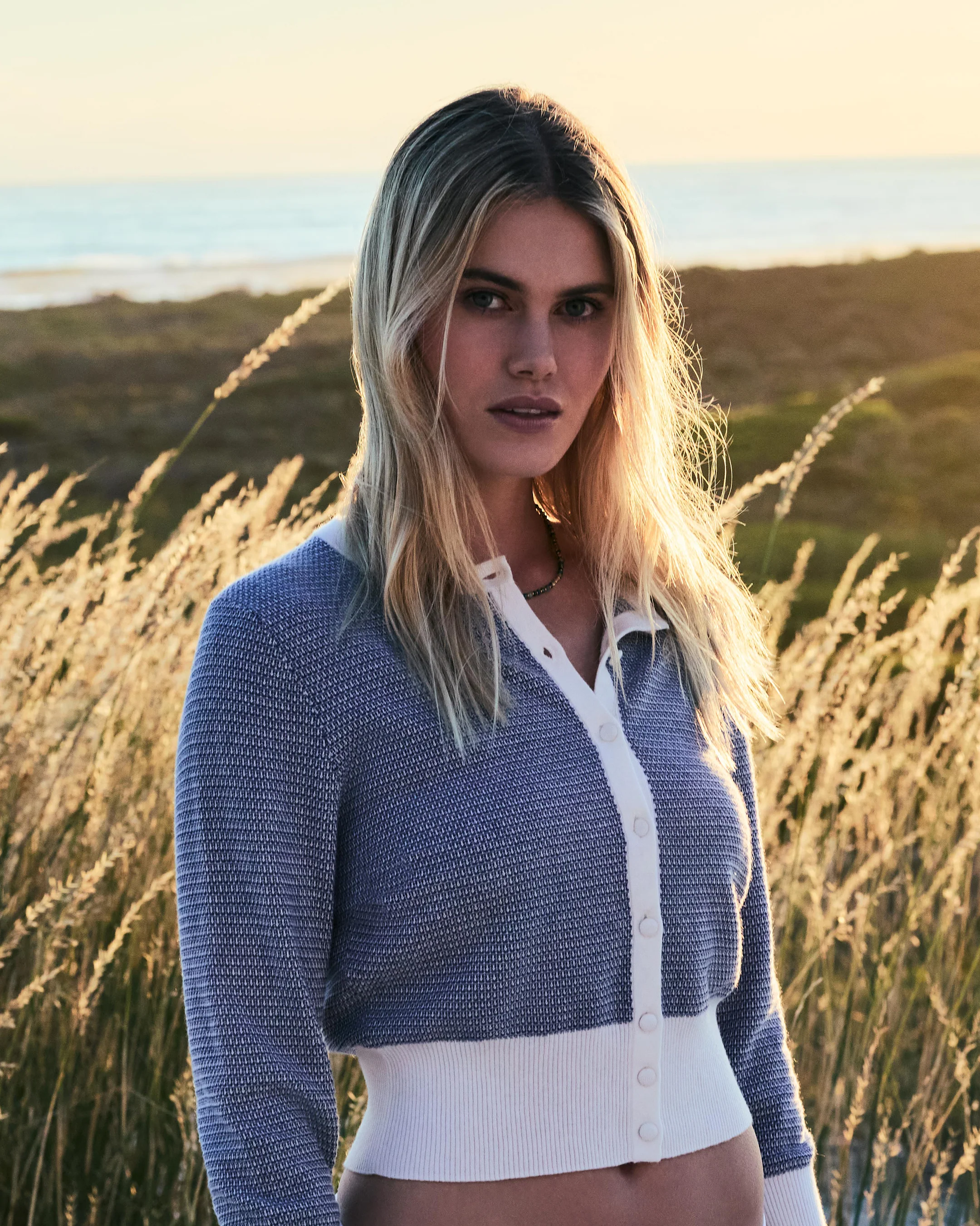 Women's Dulcie Jacquard Silk Cashmere Cardigan Denim Blue - Image 6
