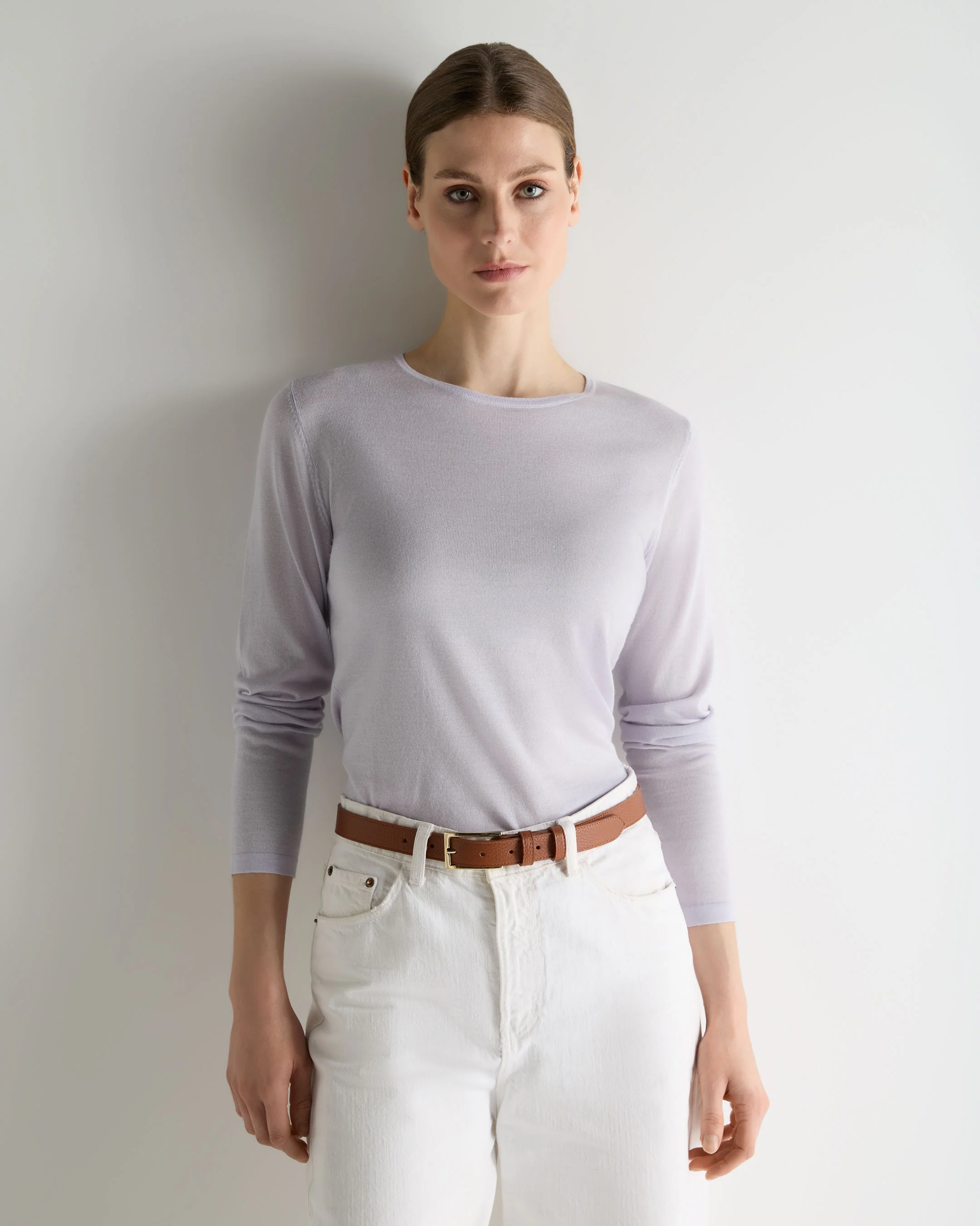 Women's Eden Superfine Cashmere Round Neck Top Lavender Purple