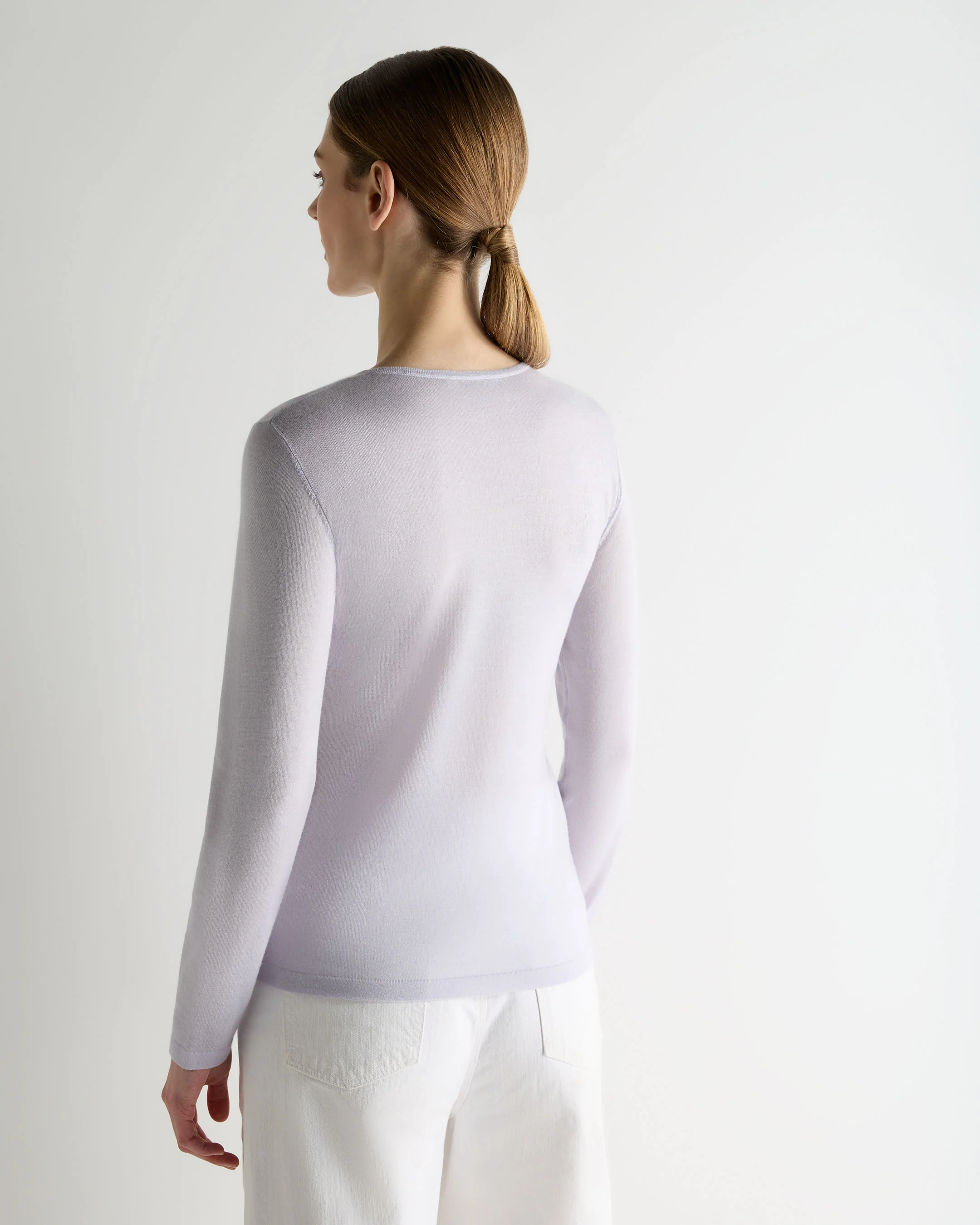 Women's Eden Superfine Cashmere Round Neck Top Lavender Purple - Image 4