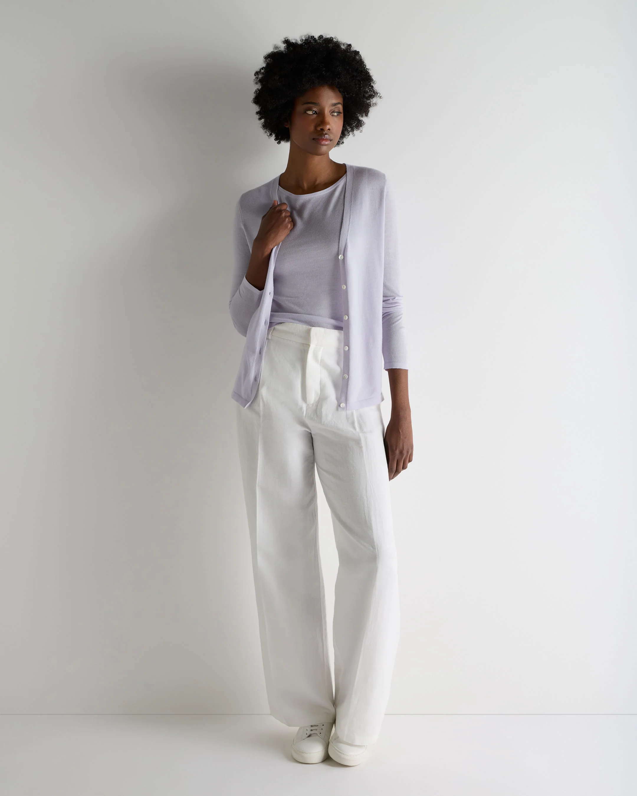 Women's Ella Superfine Cashmere Shell Top Lavender Purple - Image 3