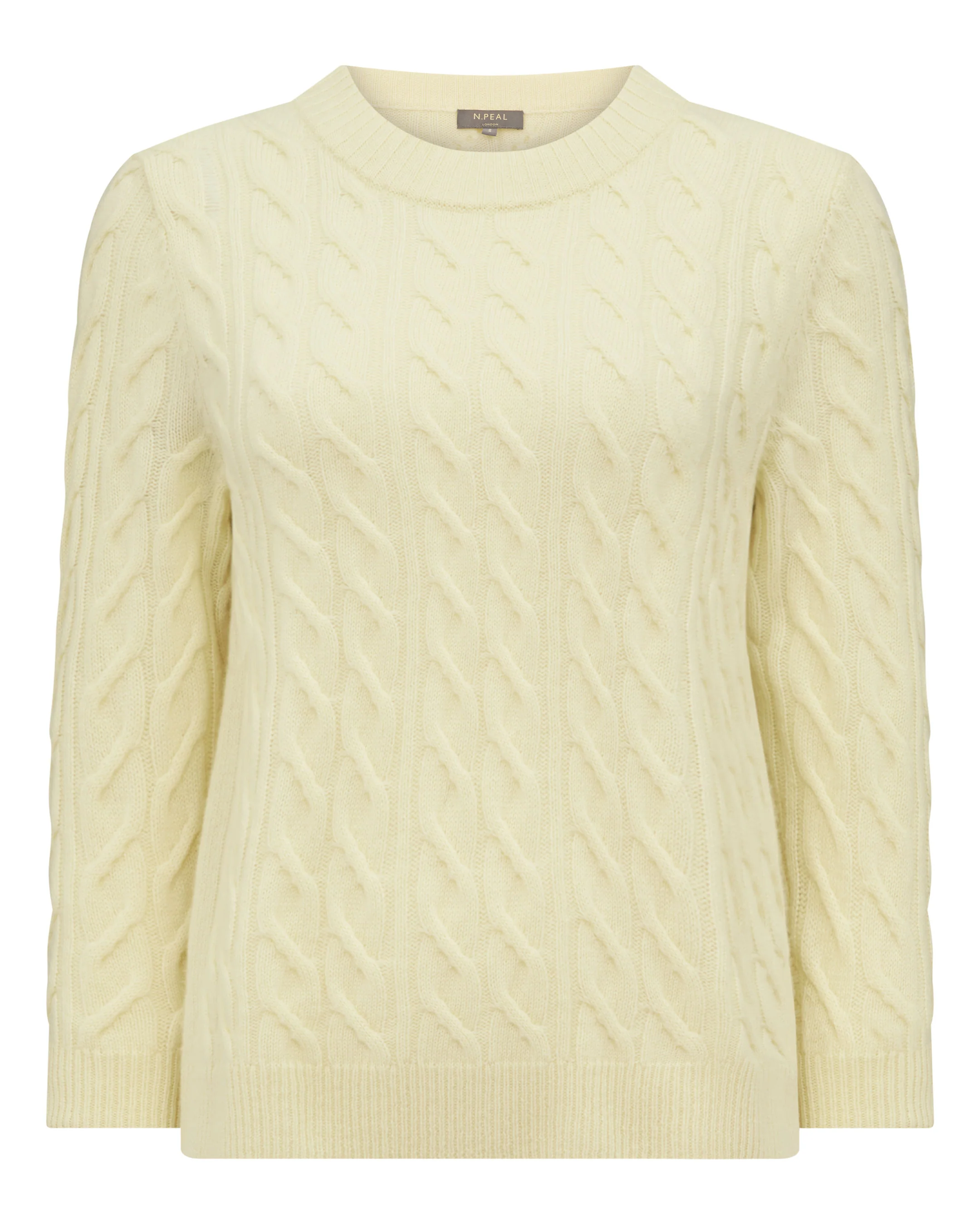 Women's Emilia Cable Round Neck Cashmere Jumper Butter Yellow - Image 2