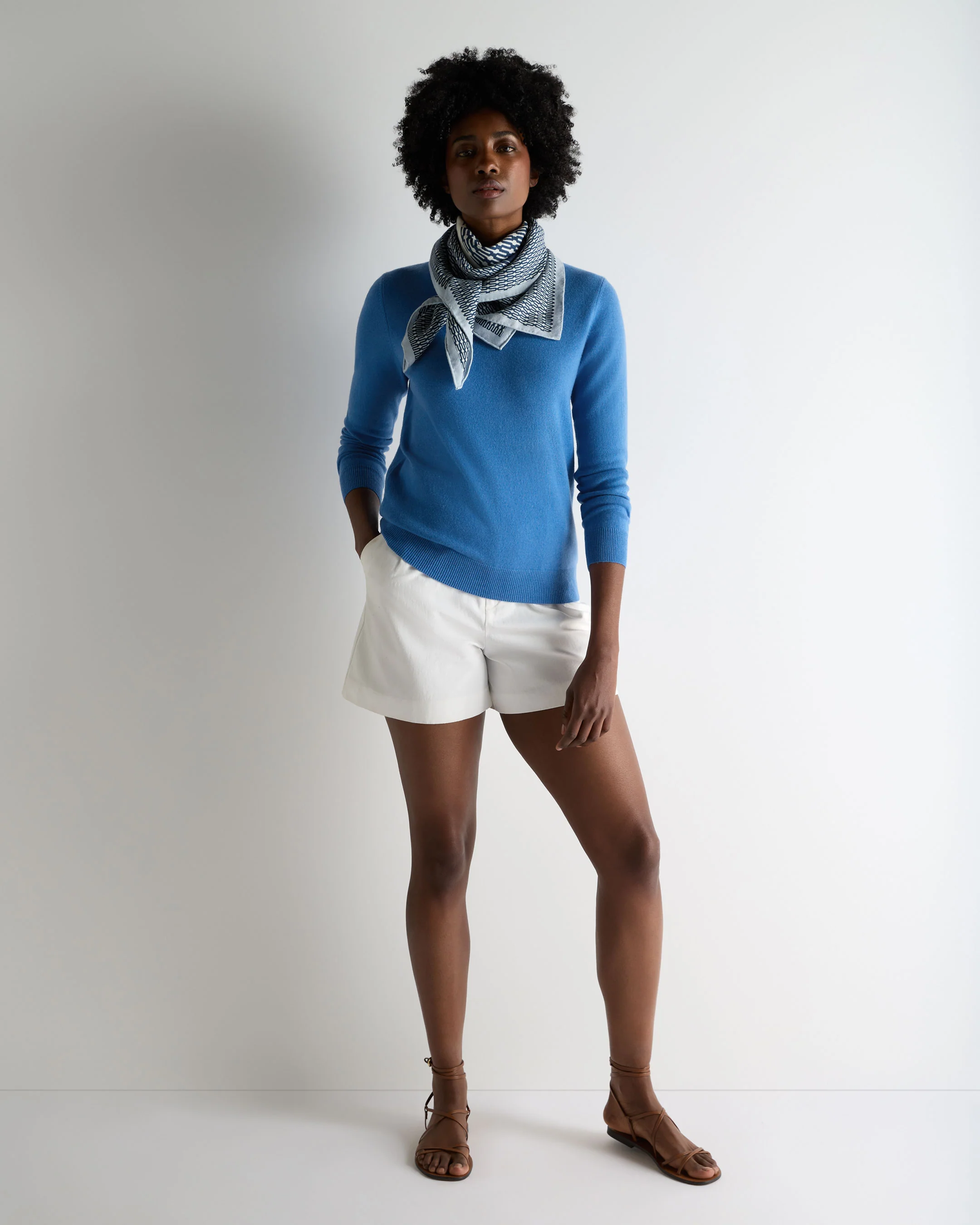 Women's Evie Classic Round Neck Cashmere Jumper Sunshine Blue - Image 3