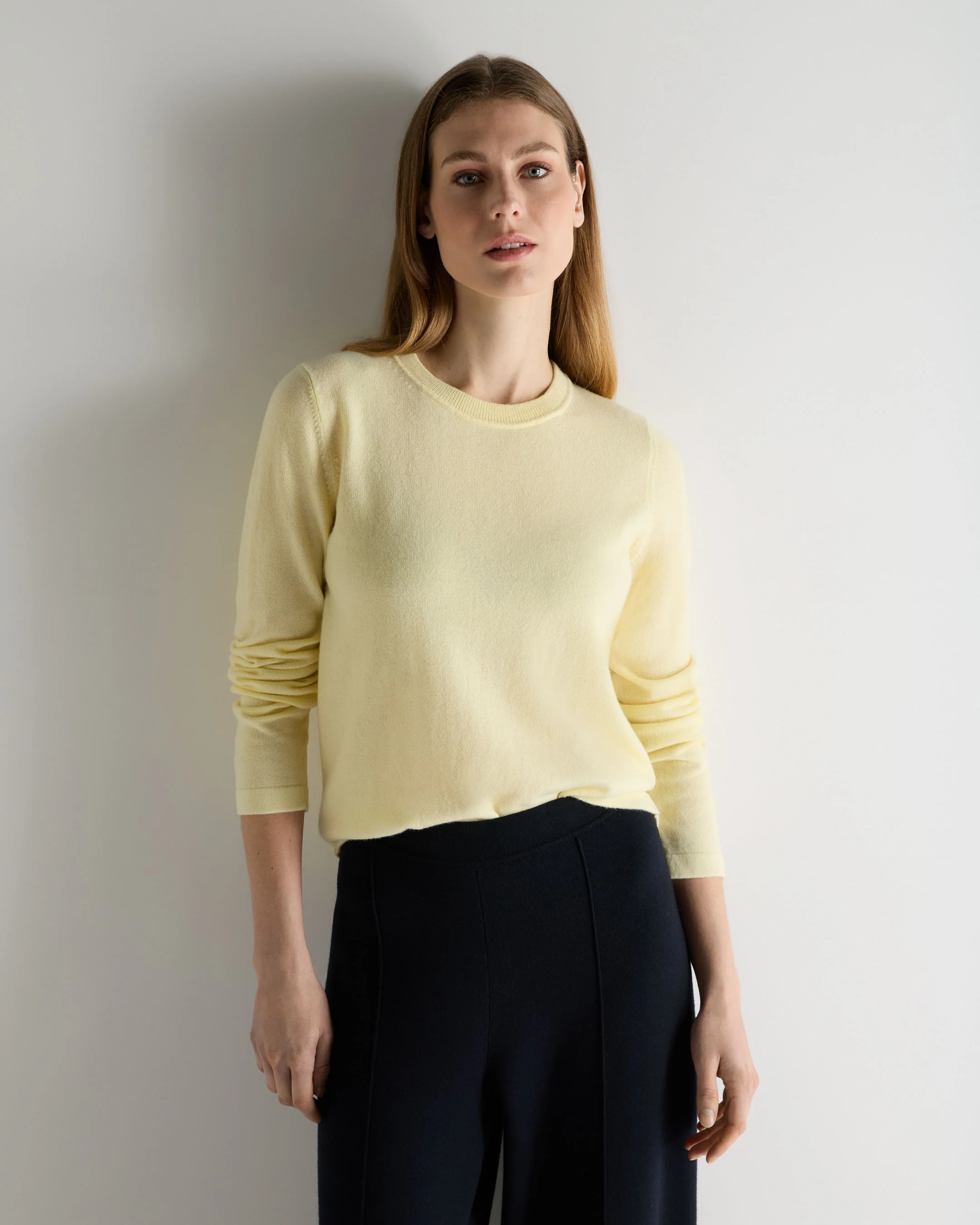Women's Hallie Round Neck Cashmere Jumper Butter Yellow
