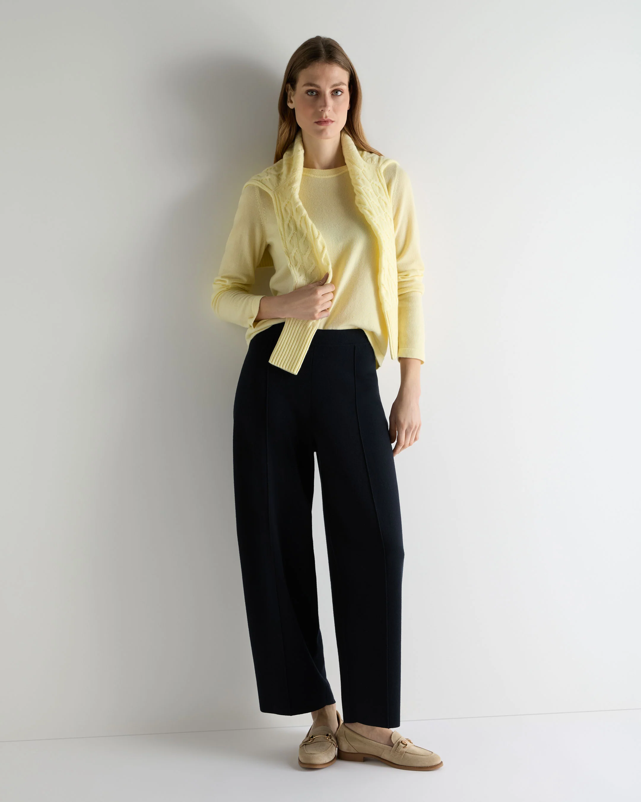 Women's Hallie Round Neck Cashmere Jumper Butter Yellow - Image 3