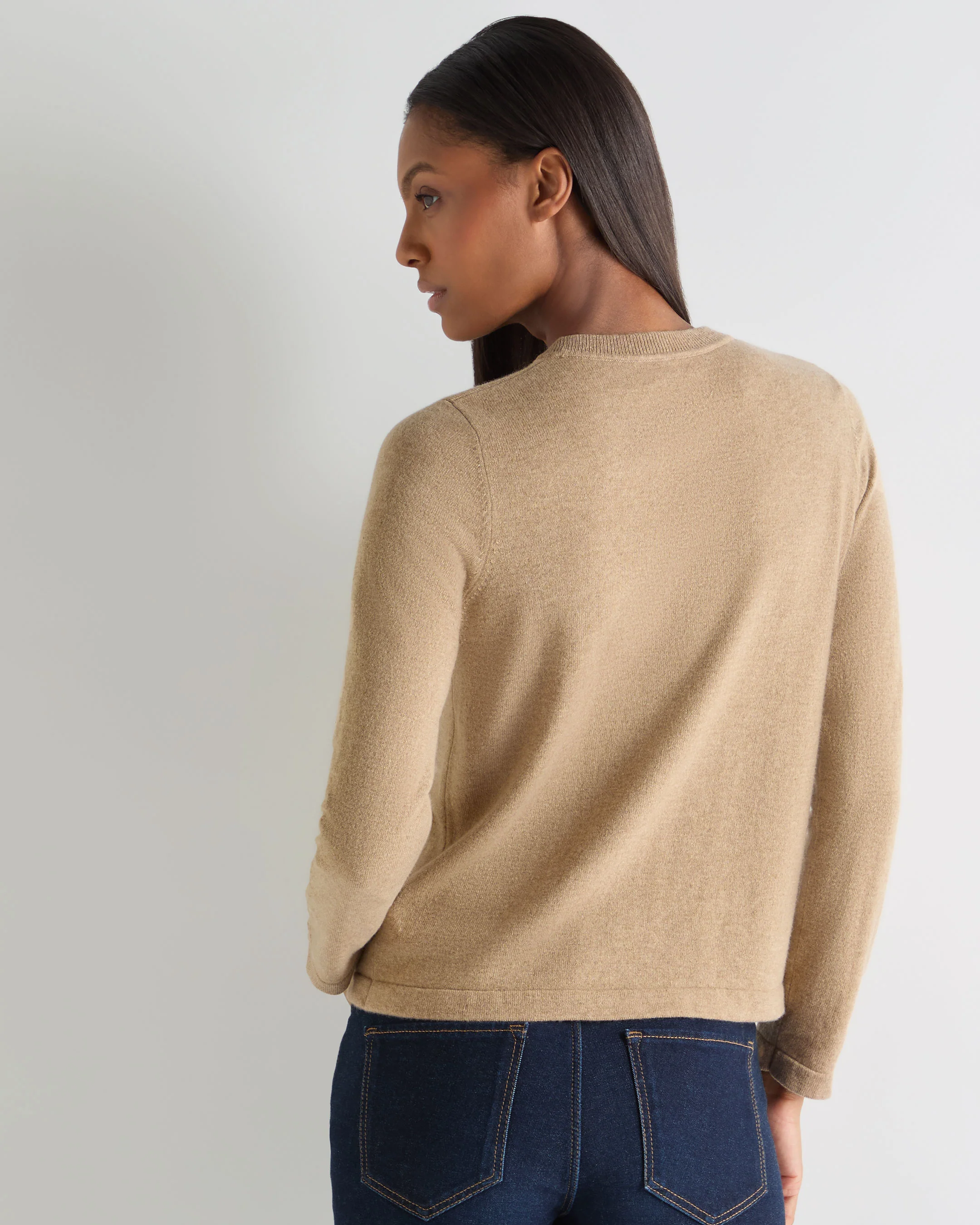 Women's Hallie Round Neck Cashmere Jumper Cappuccino Brown - Image 4