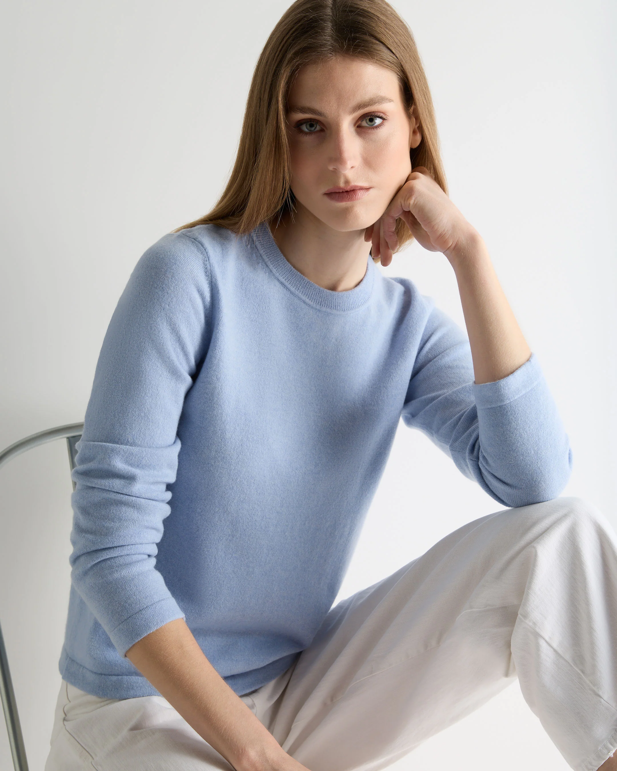 Women's Hallie Round Neck Cashmere Jumper Sea Mist Blue