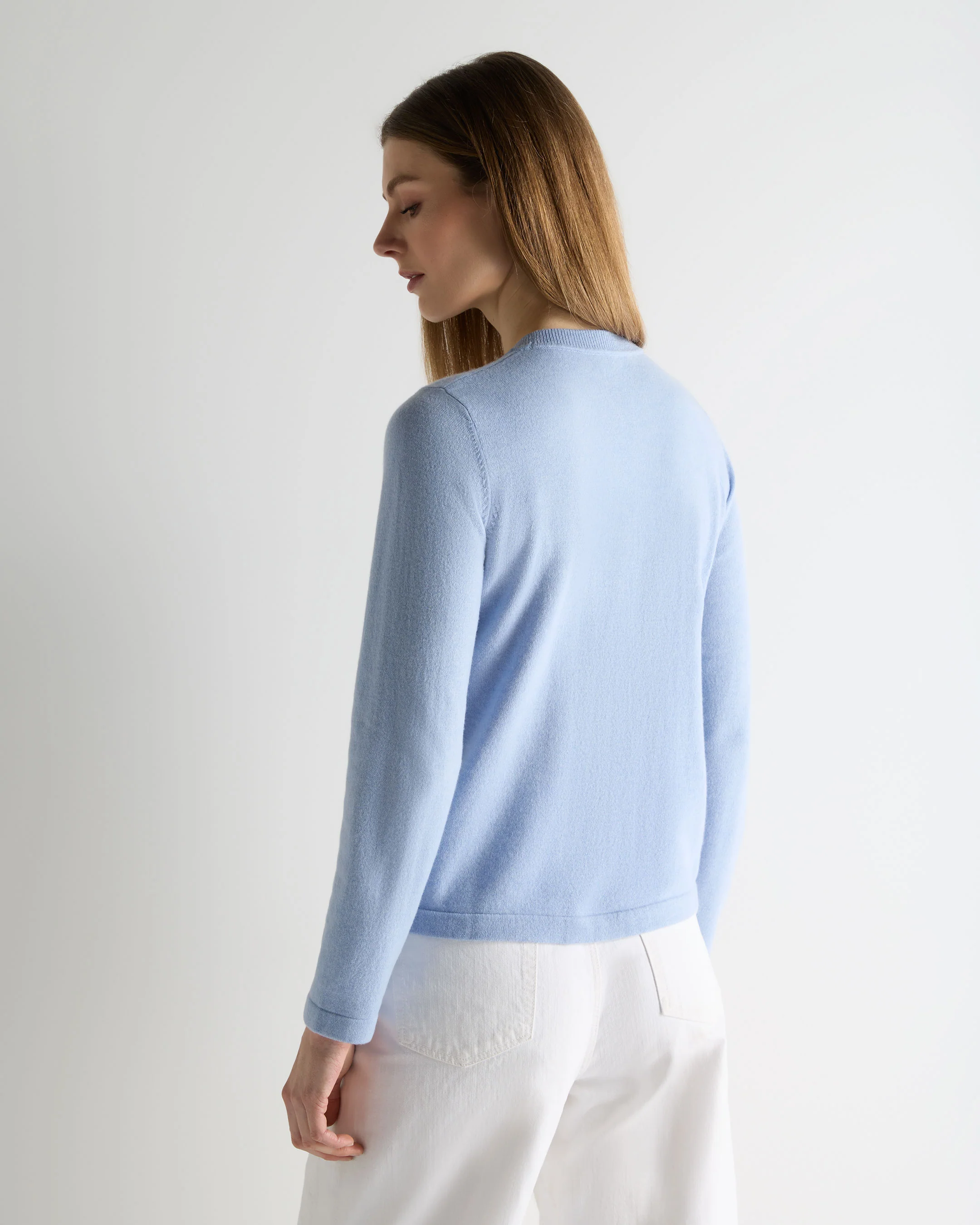 Women's Hallie Round Neck Cashmere Jumper Sea Mist Blue - Image 4