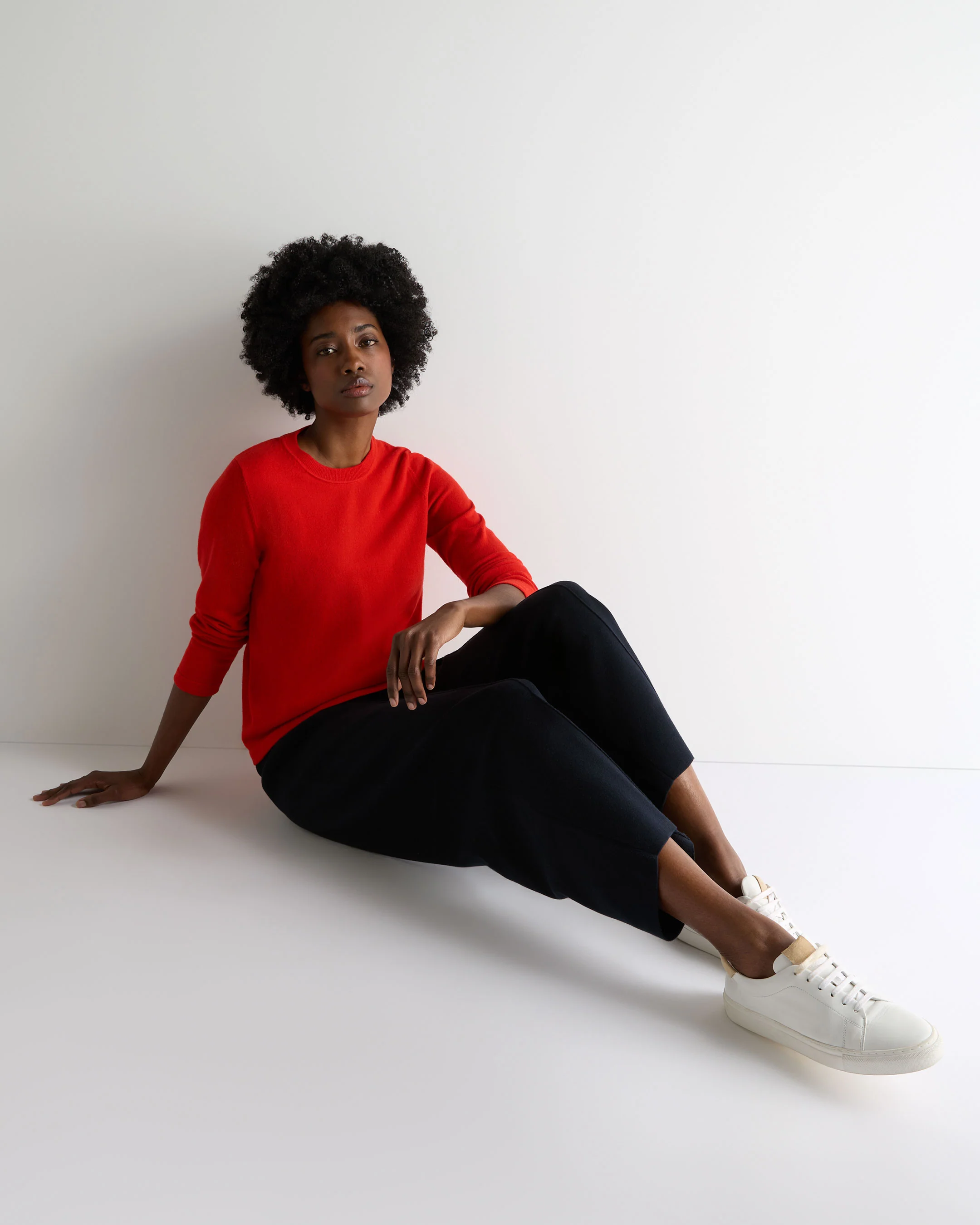 Women's Hallie Round Neck Cashmere Jumper Tomato Red - Image 3