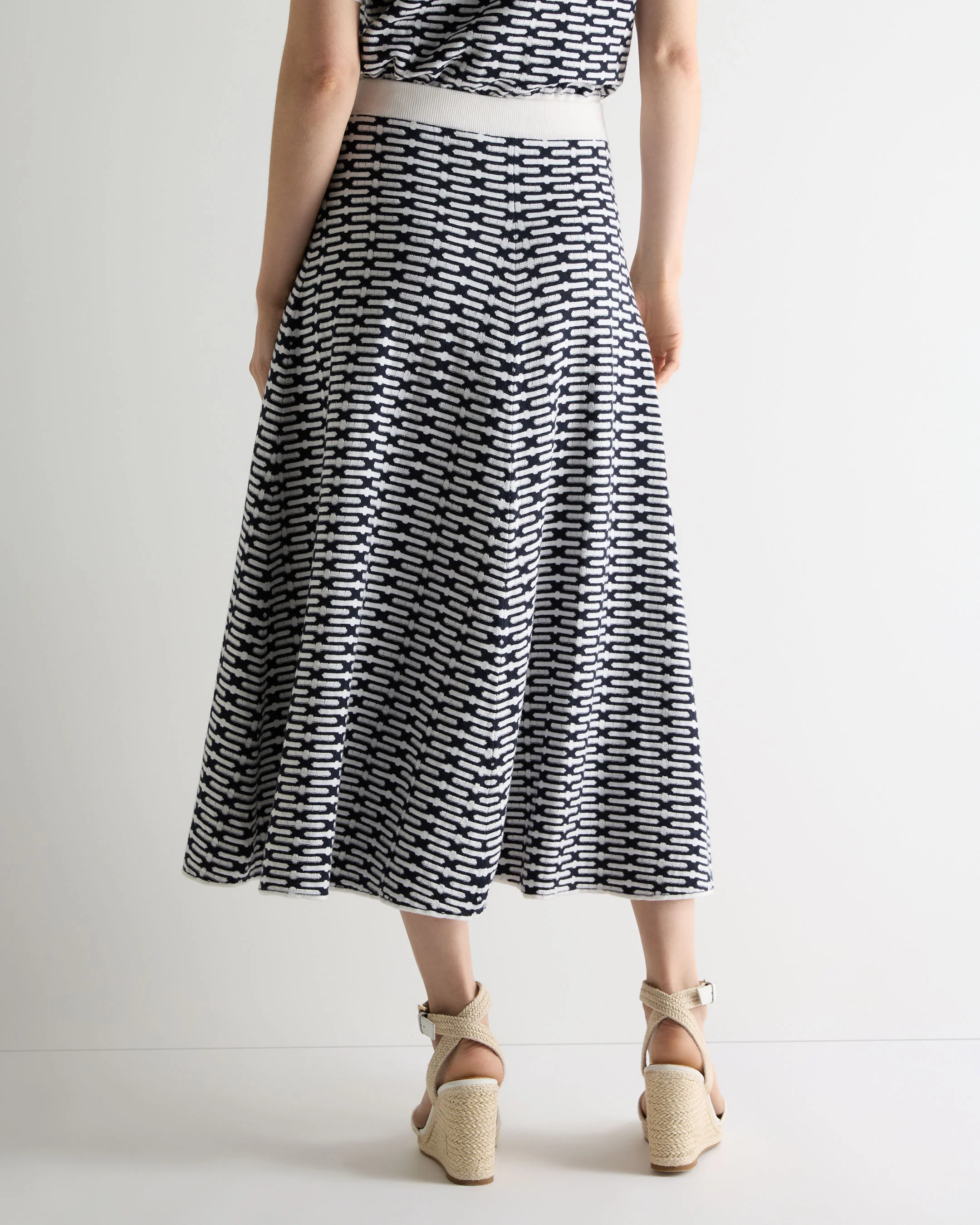 Women's Harlow Jacquard Cotton Cashmere Skirt Navy Blue - Image 4