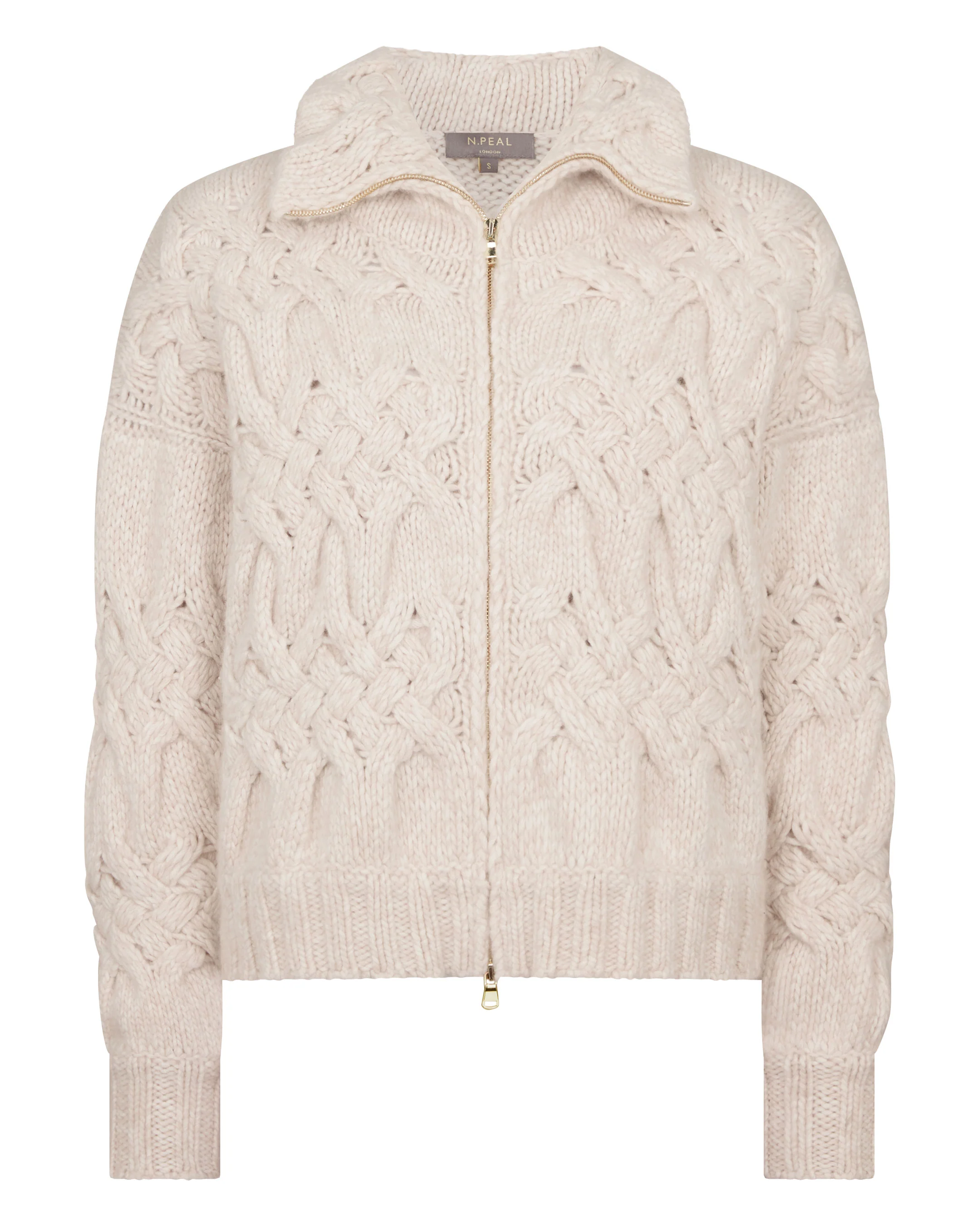 Women's Hero Zip Cable Cashmere Jumper Ecru White - Image 2