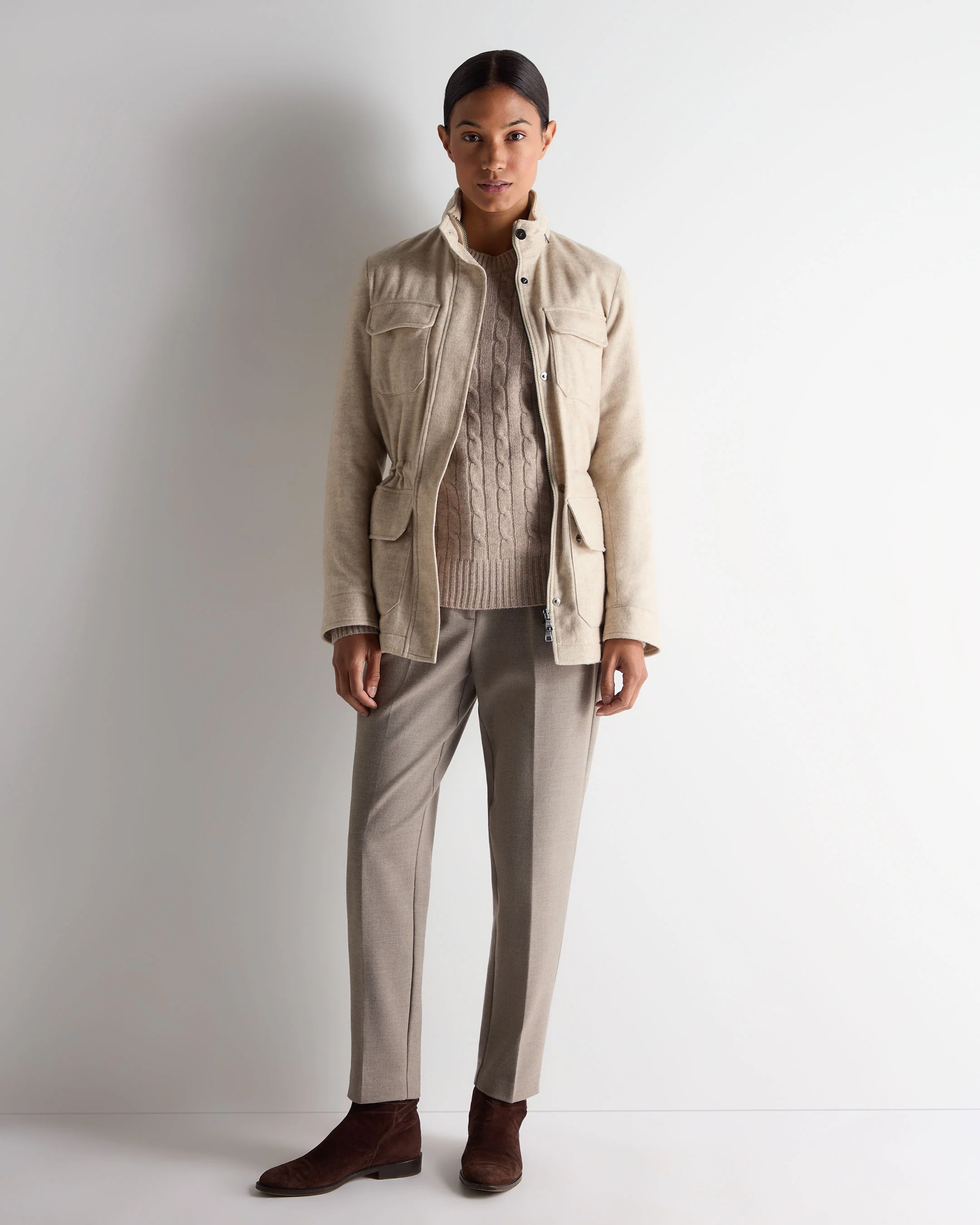 Women's Avola Herringbone Jacket Beige Brown - Image 3