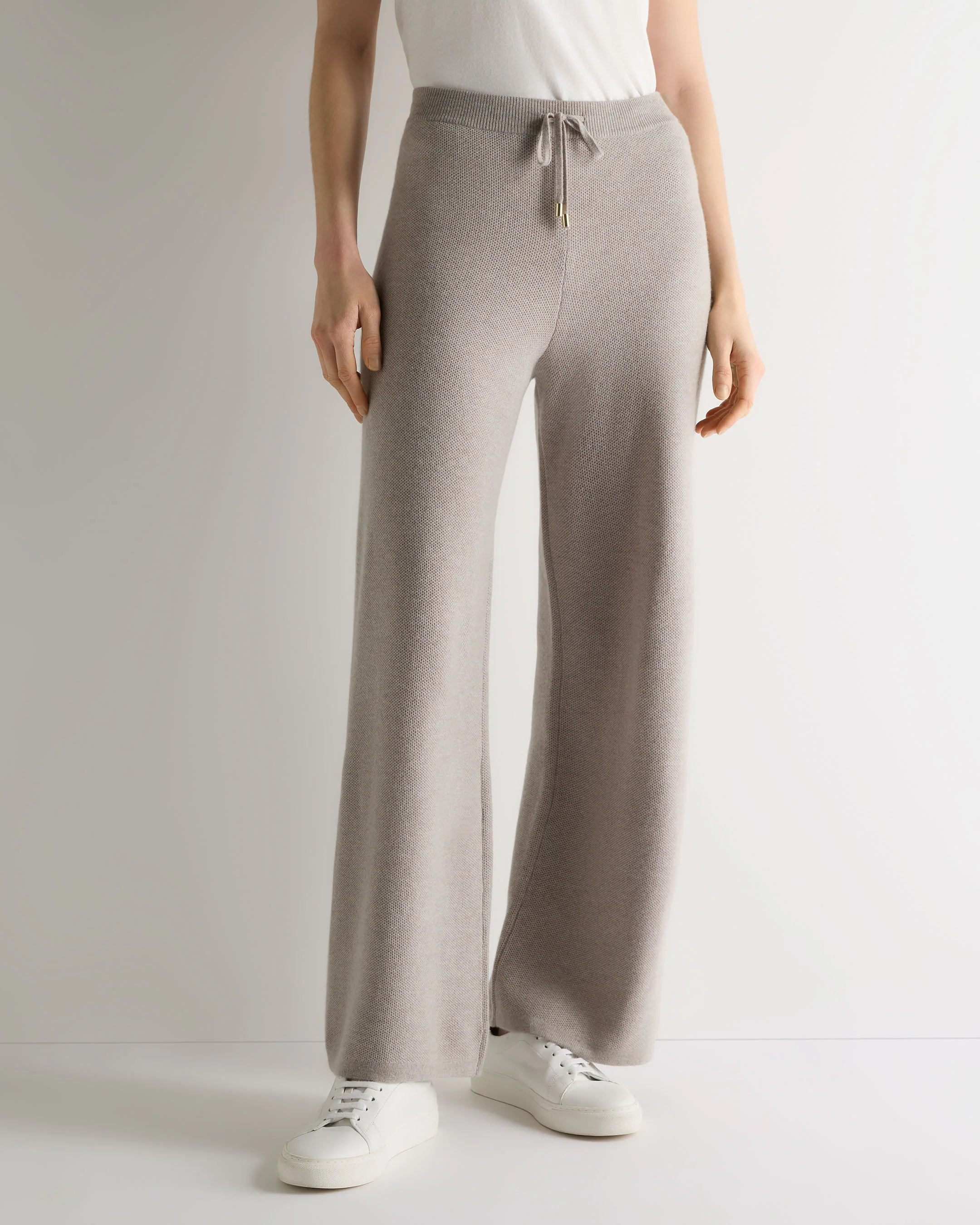 Women's Honeycomb Knit Cashmere Trouser Oat Grey