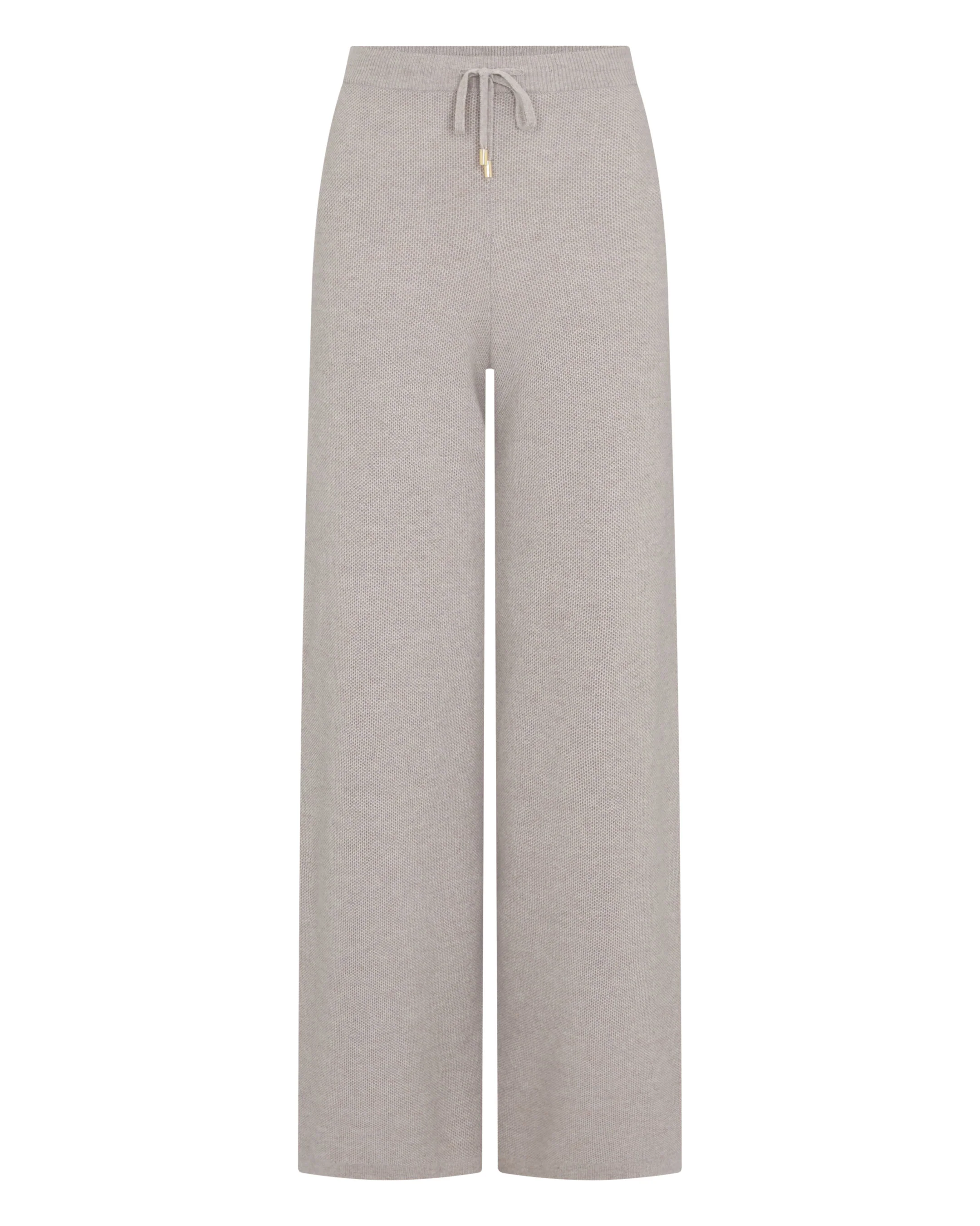 Women's Honeycomb Knit Cashmere Trouser Oat Grey - Image 2