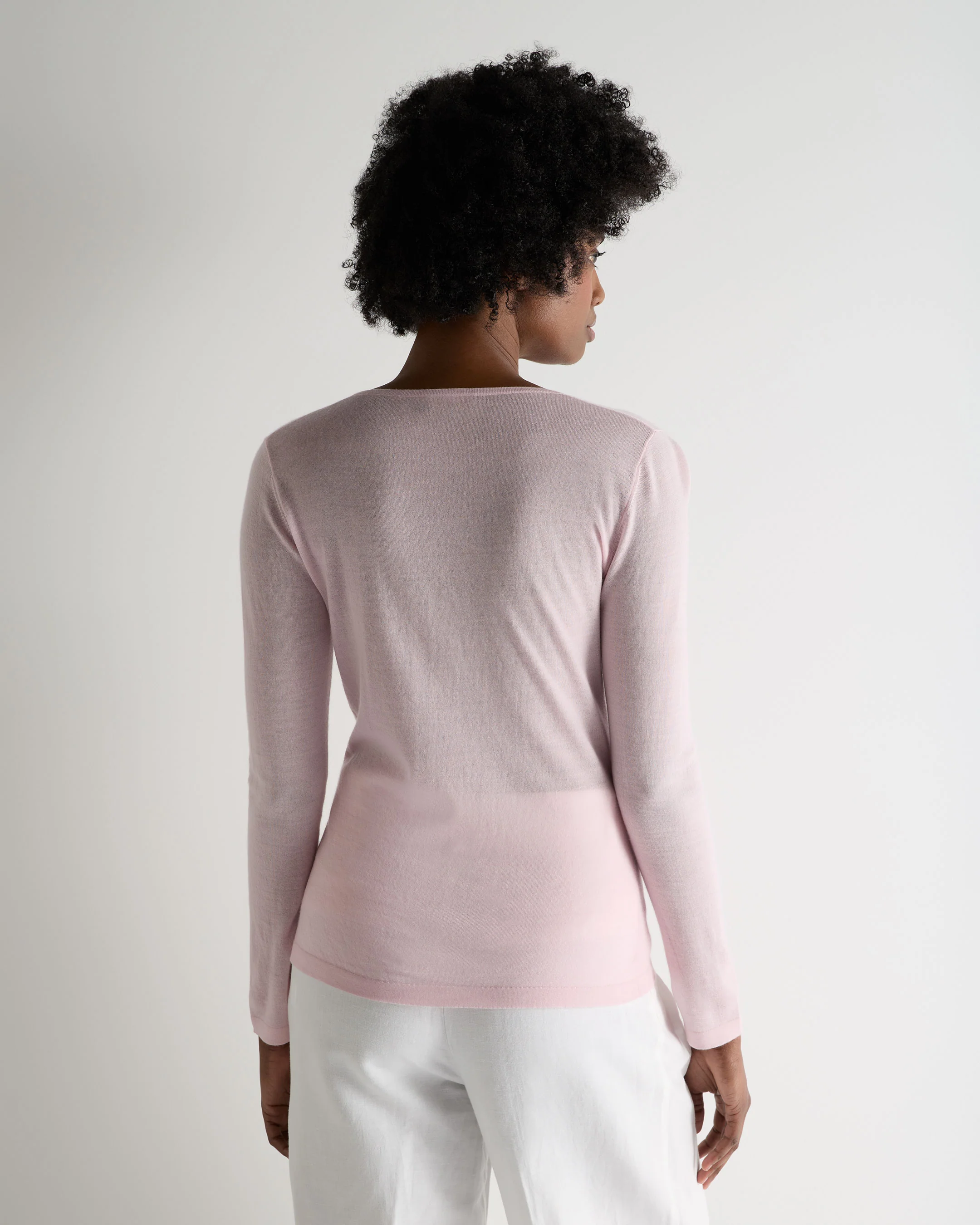 Women's Imogen Superfine Cashmere V Neck Jumper Rosewater Pink - Image 4