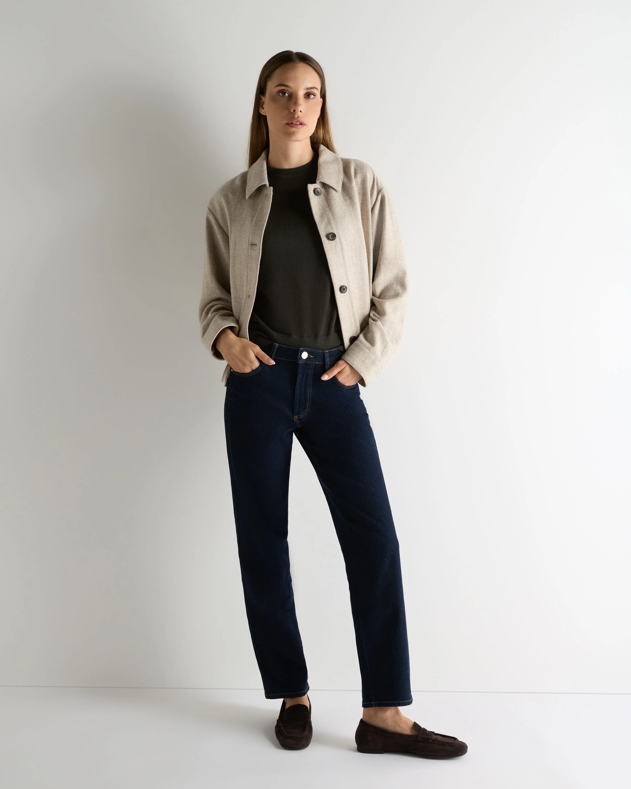 Women's Isla Superfine Cashmere T-Shirt Arabica Khaki Green - Image 3