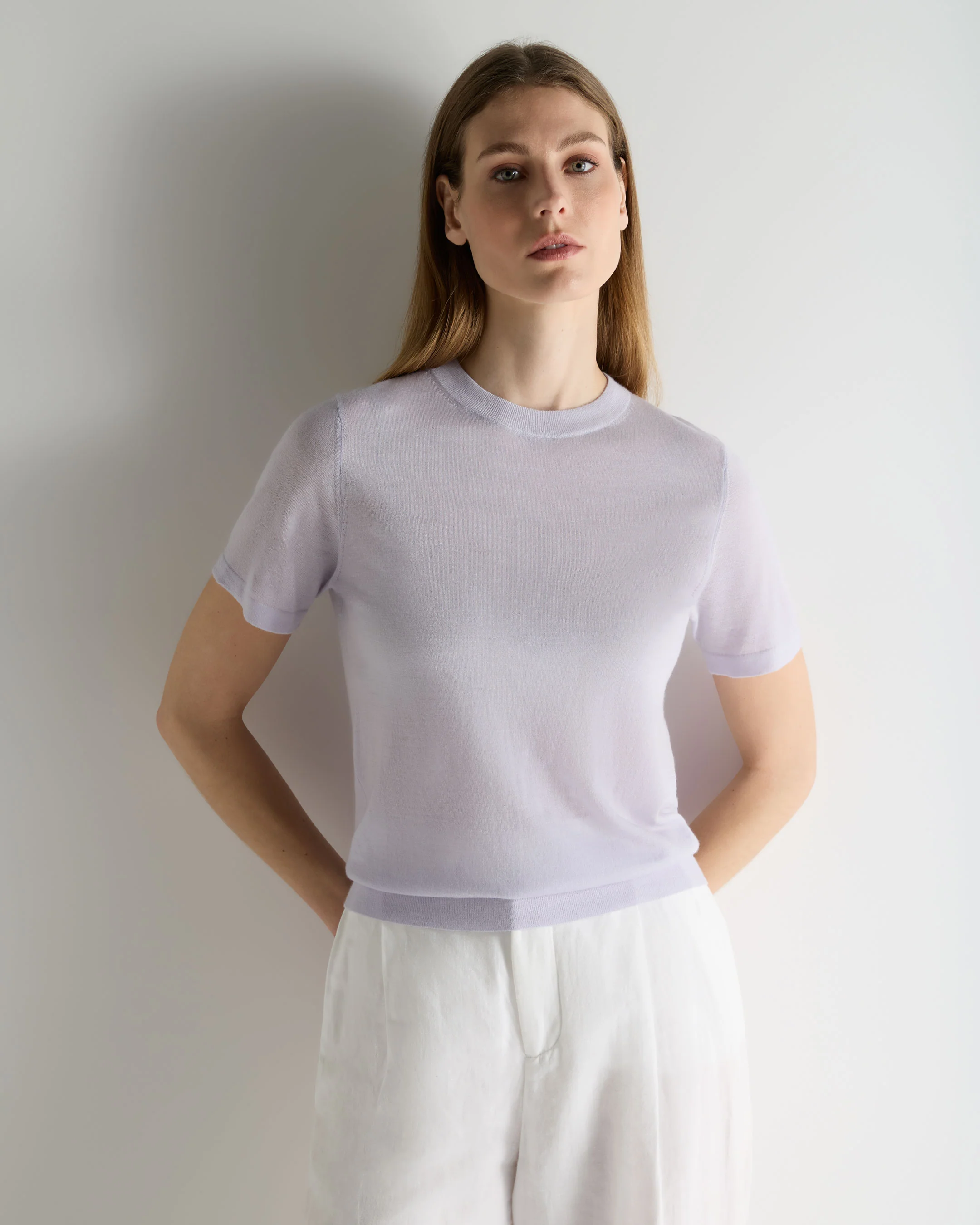 Women's Isla Superfine Cashmere T-Shirt Lavender Purple
