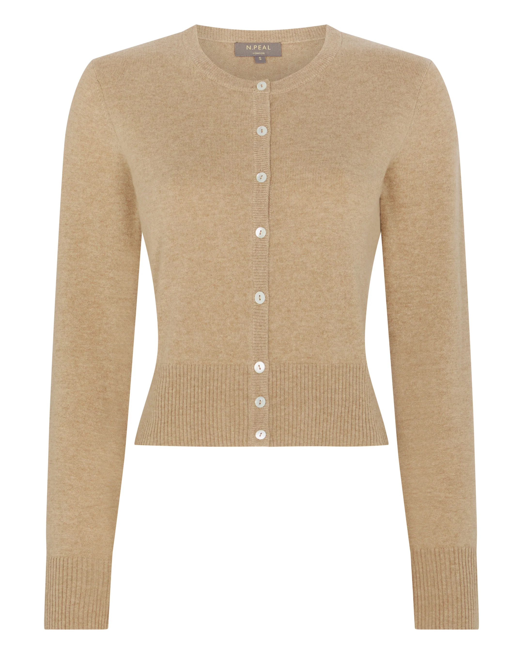 Women's Ivy Cropped Cashmere Cardigan Cappuccino Brown - Image 2