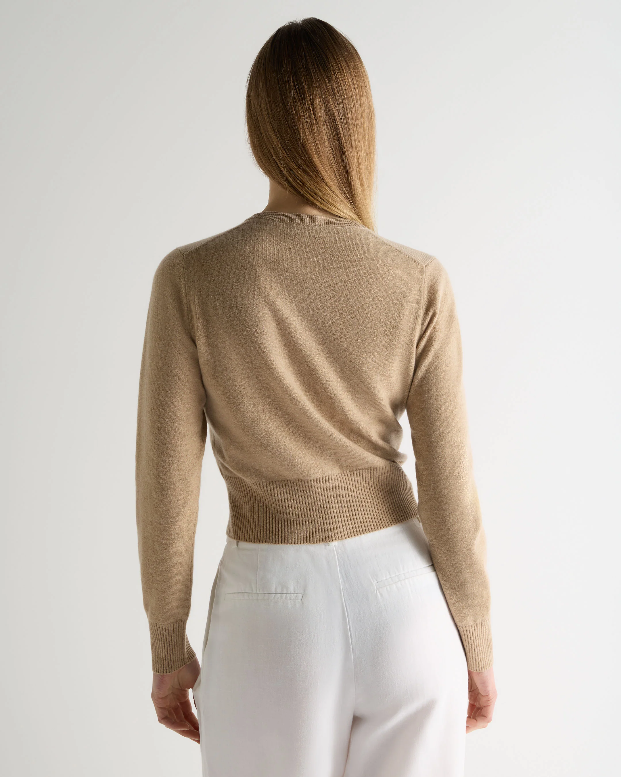 Women's Ivy Cropped Cashmere Cardigan Cappuccino Brown - Image 4