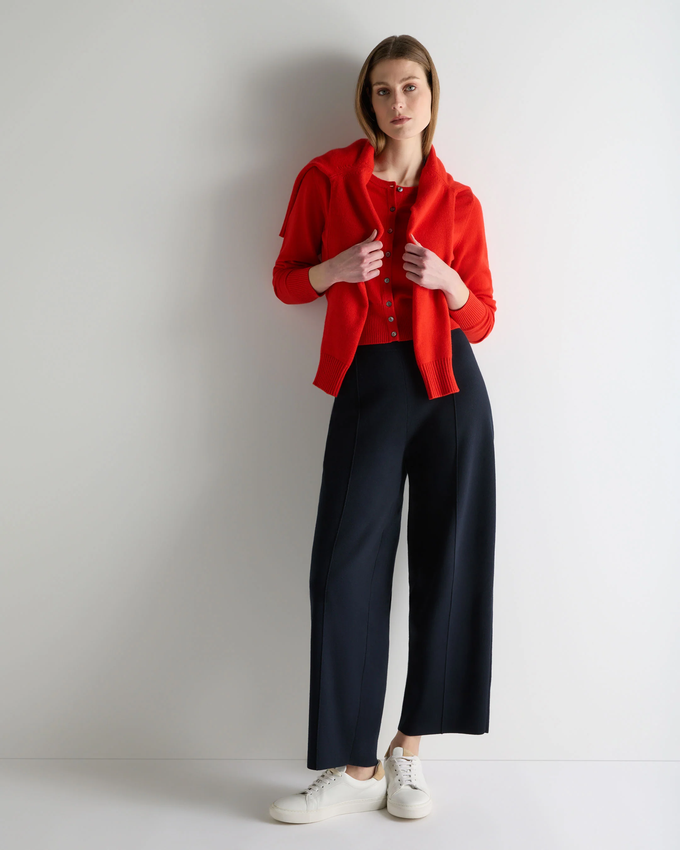 Women's Ivy Cropped Cashmere Cardigan Tomato Red - Image 3