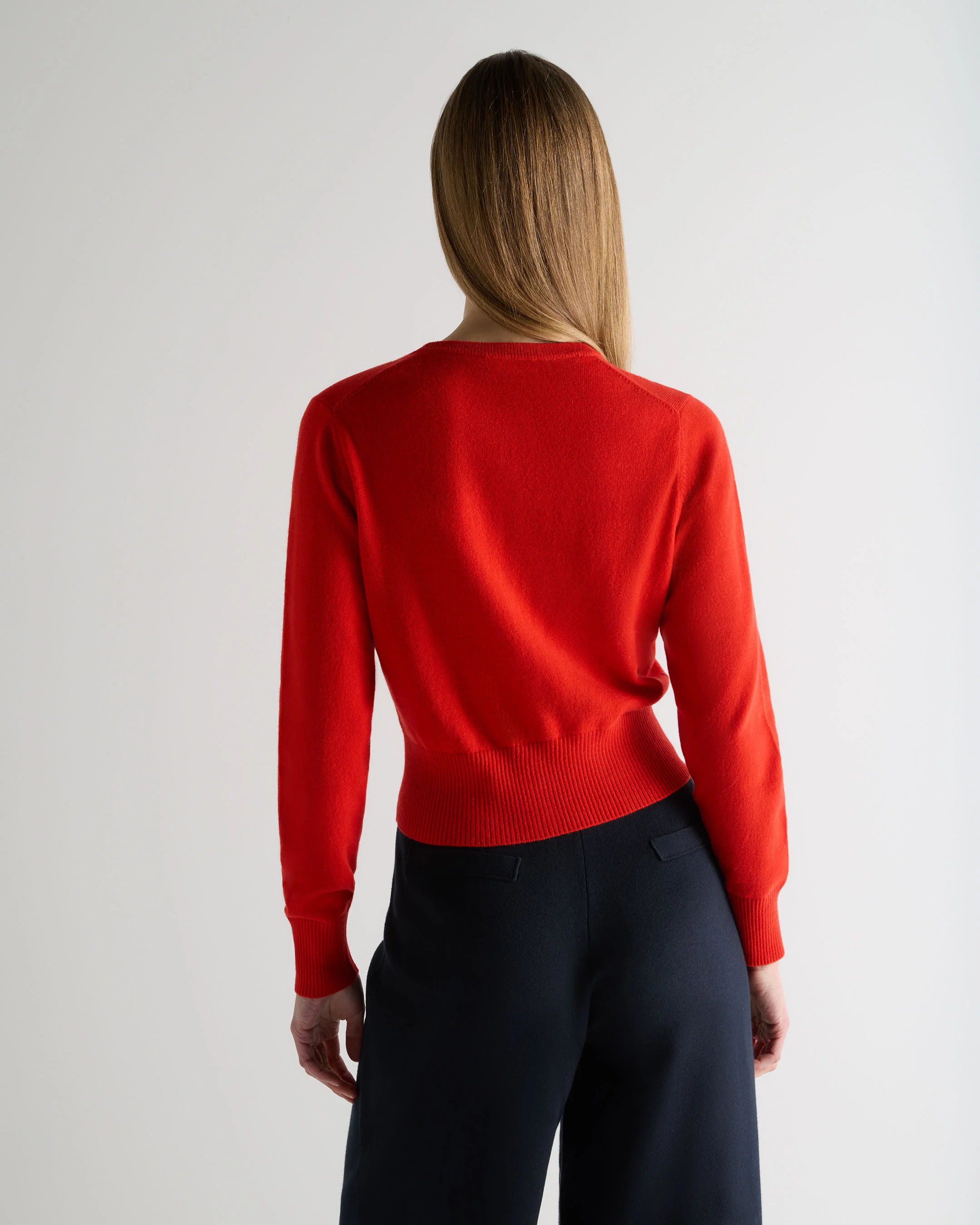 Women's Ivy Cropped Cashmere Cardigan Tomato Red - Image 4