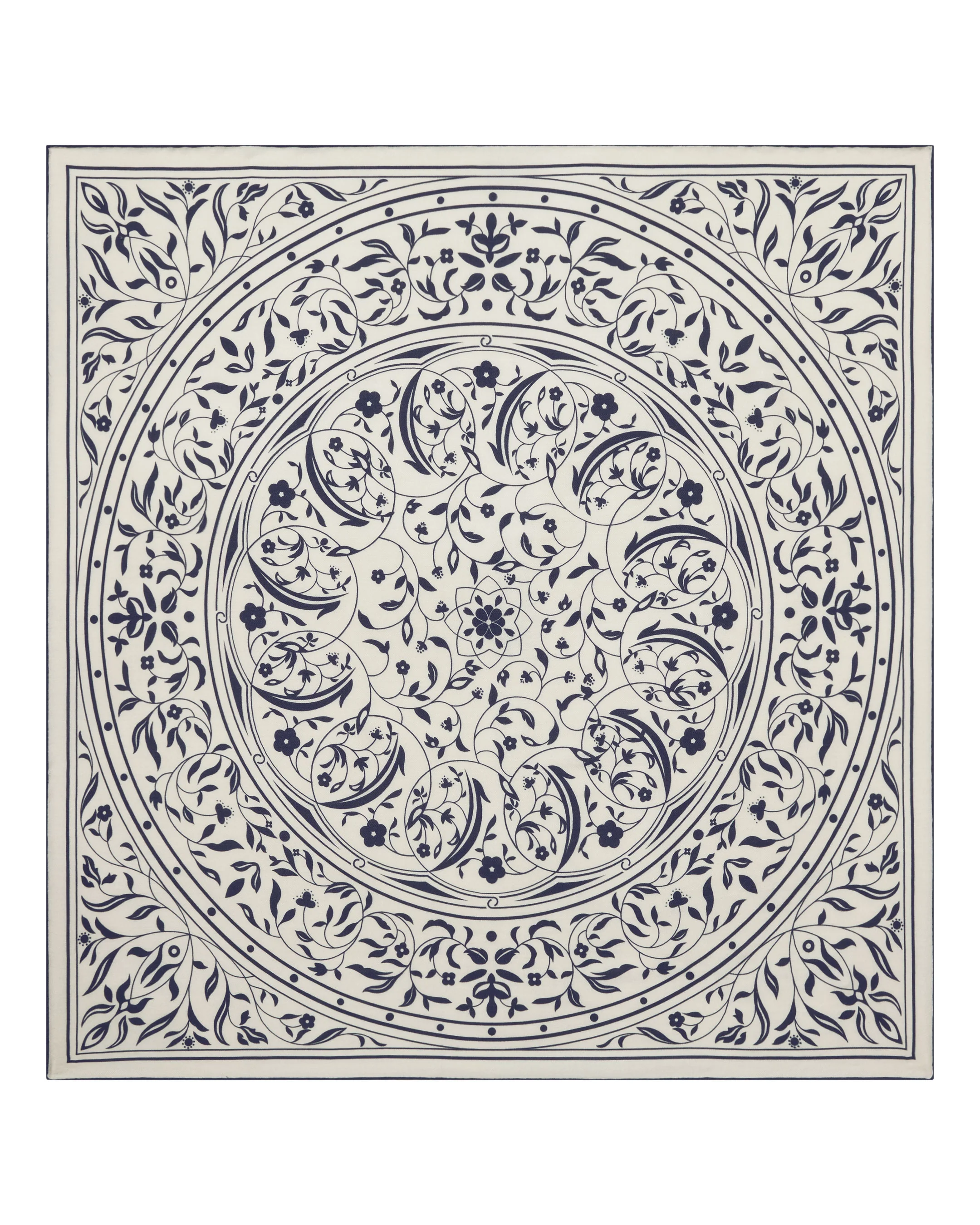 Women's Large Decorative Foulard New Ivory White