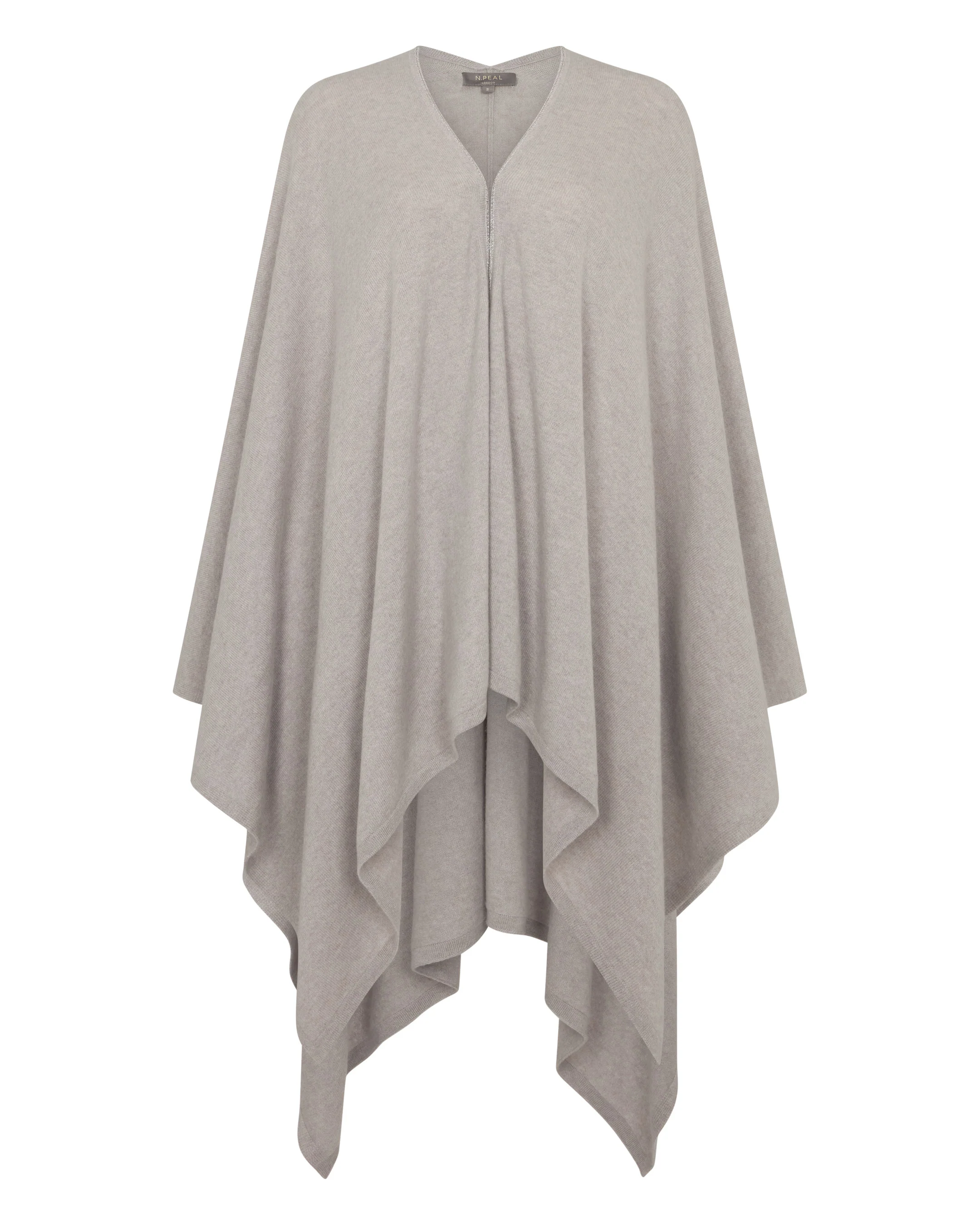 Women's Lily Metal Trim Lightweight Cashmere Cape Oat Grey - Image 2