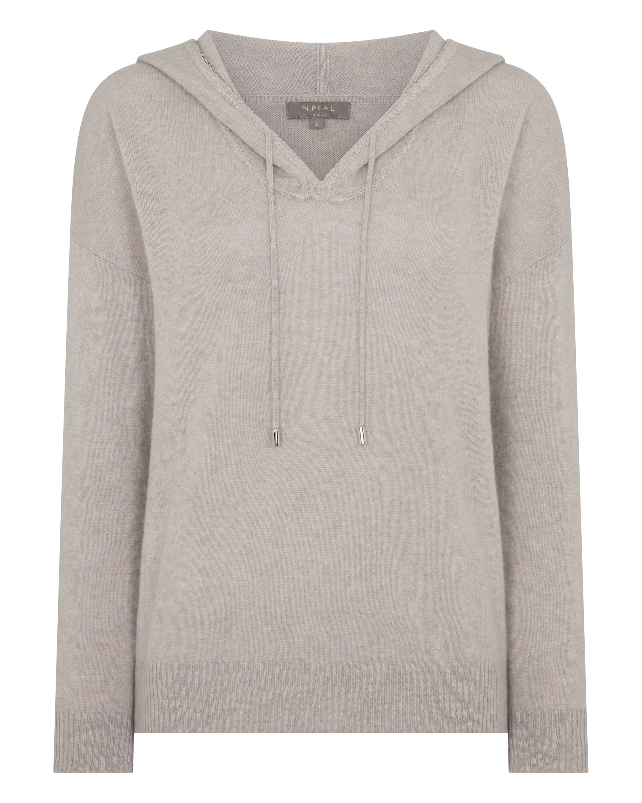 Women's Maya Metal Trim Cashmere Hoodie Oat Grey - Image 2