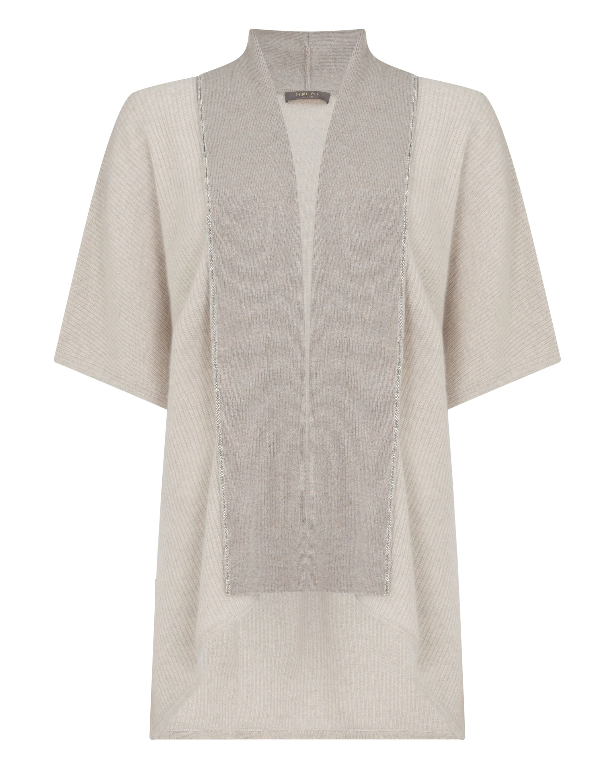 Women's Metal Rib Cashmere Cardigan Pebble Grey - Image 2