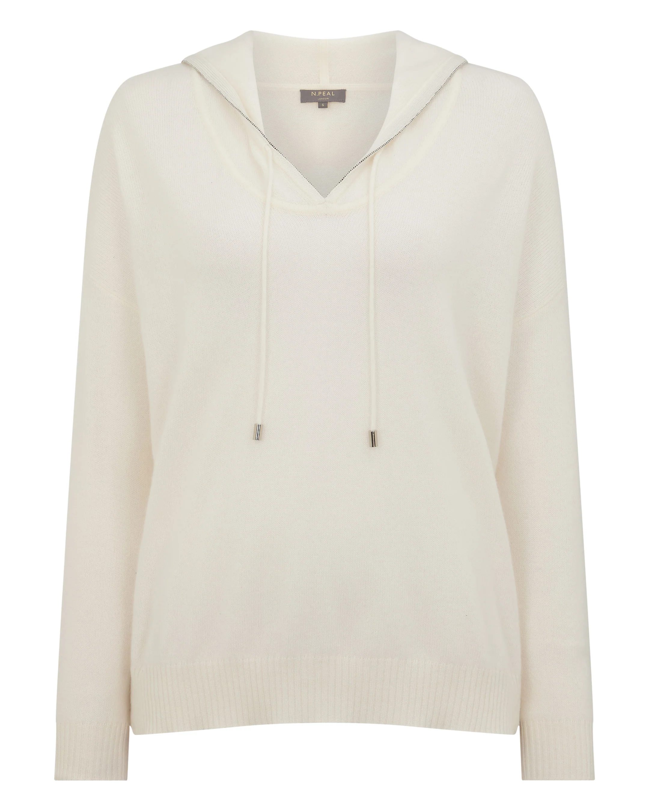Women's Maya Metal Trim Cashmere Hoodie New Ivory White - Image 2