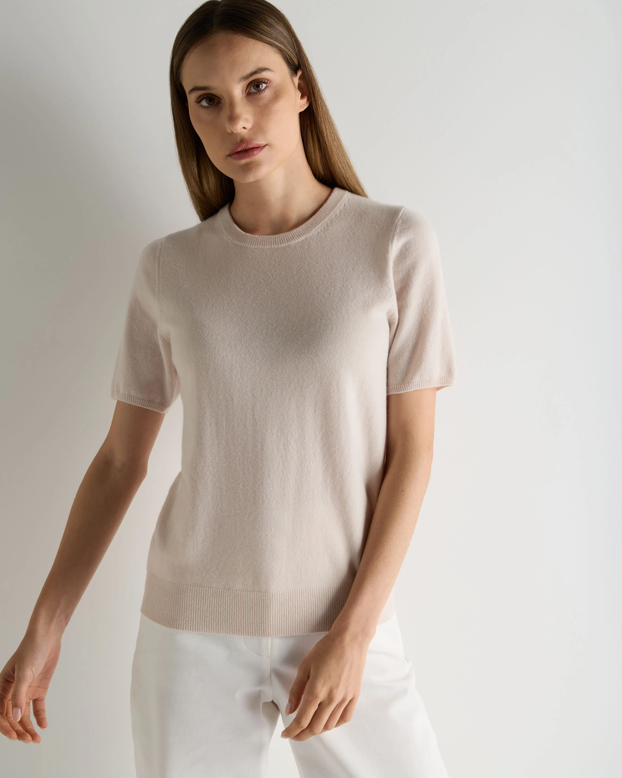 Women's Milly Classic Cashmere T-Shirt Dove Pink