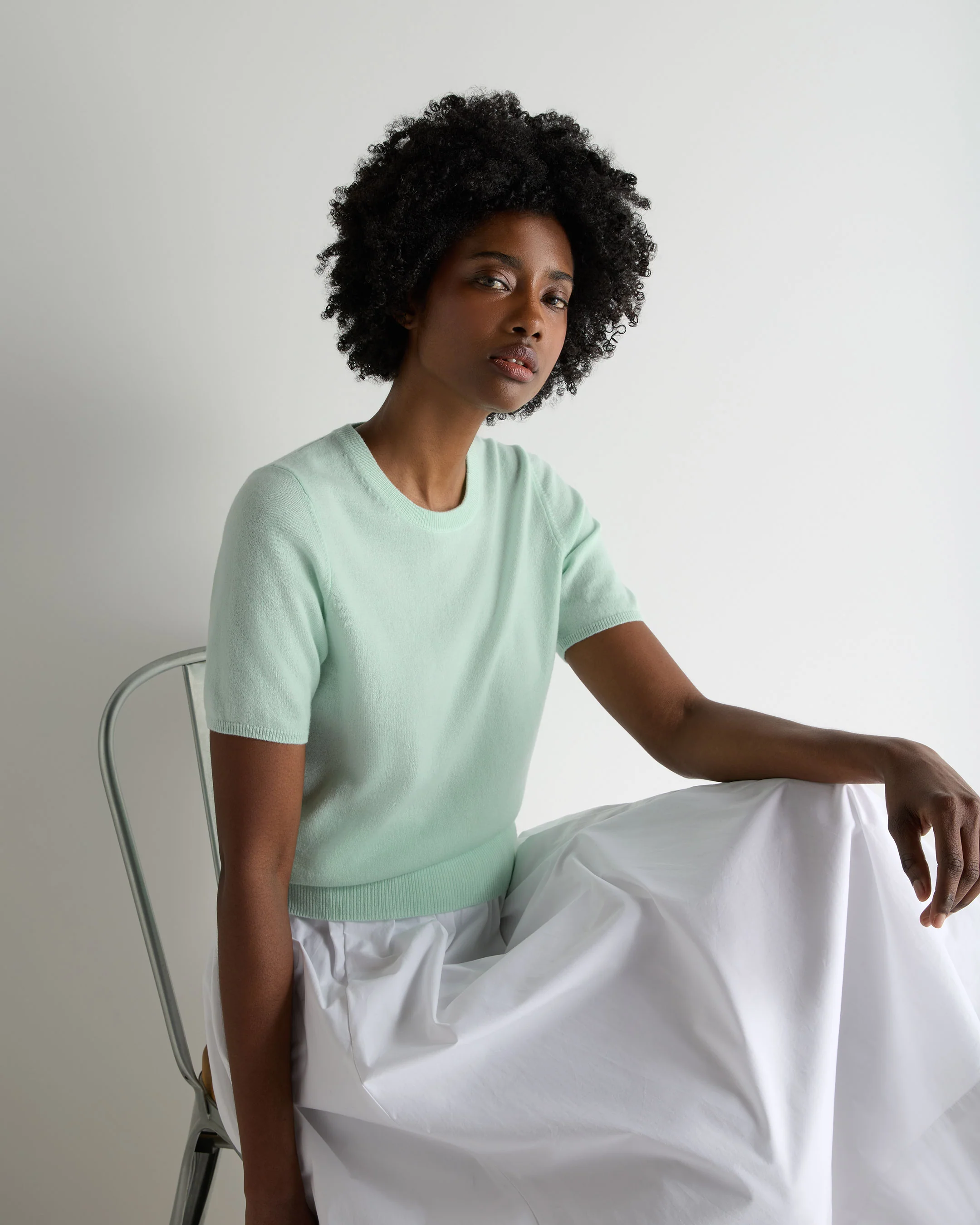 Women's Milly Classic Cashmere T-Shirt Mint Green