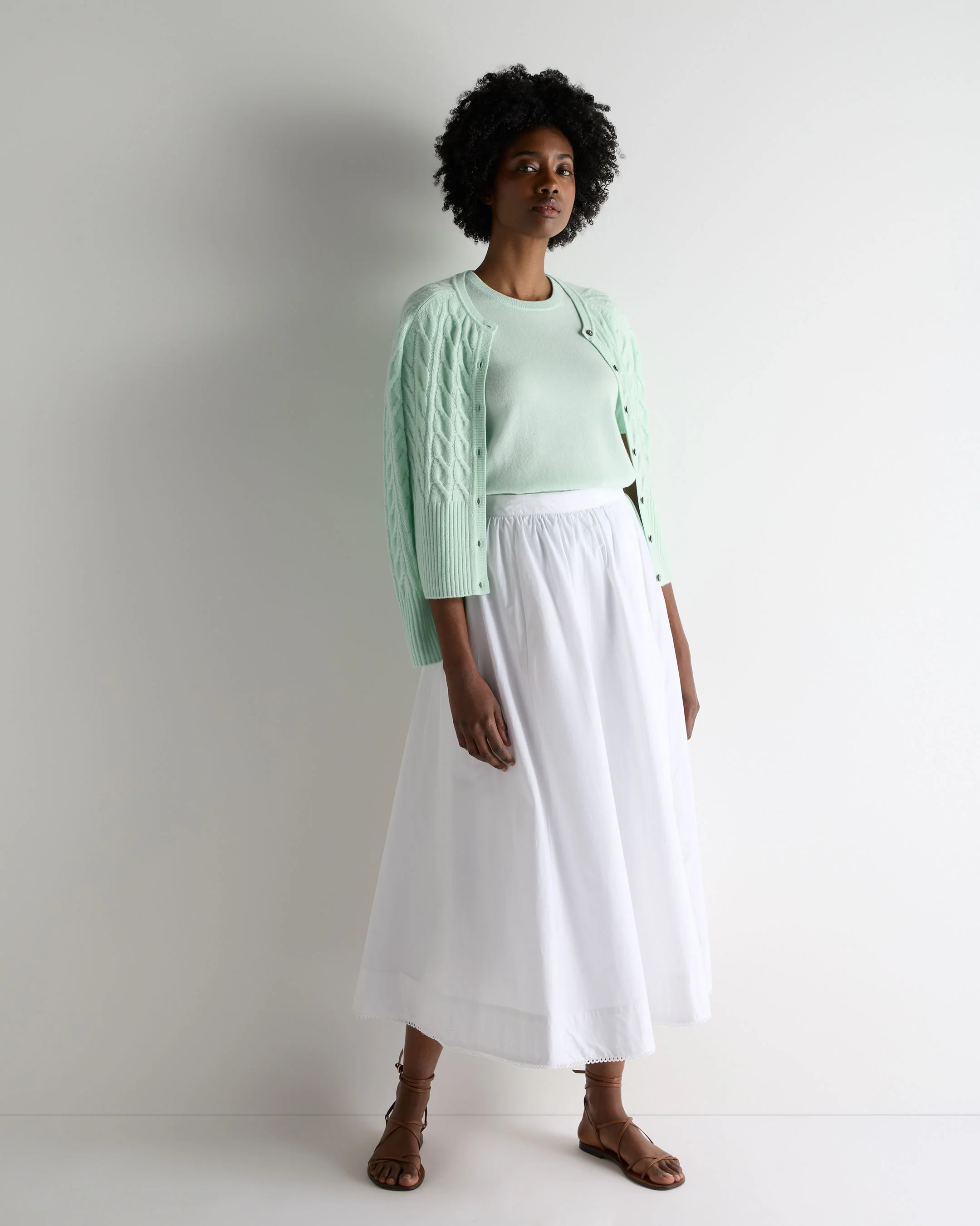 Women's Milly Classic Cashmere T-Shirt Mint Green - Image 3