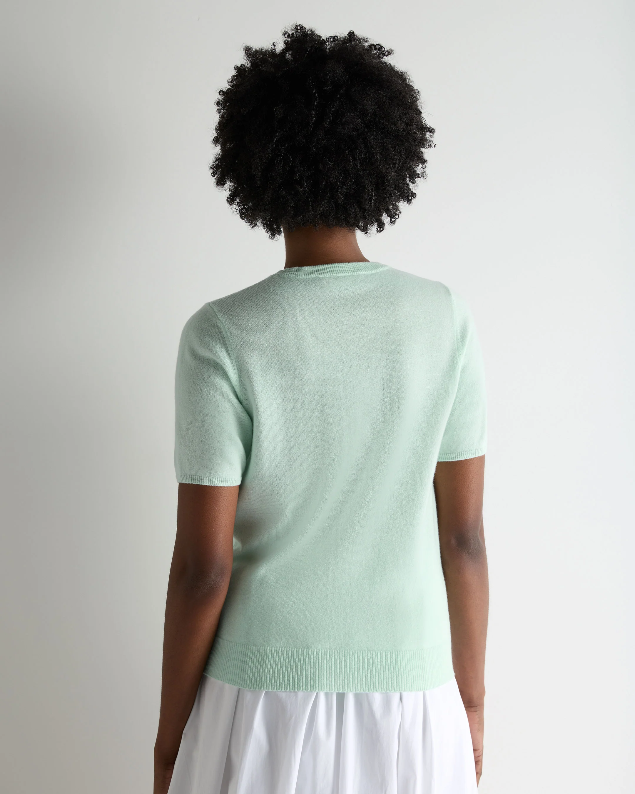 Women's Milly Classic Cashmere T-Shirt Mint Green - Image 4