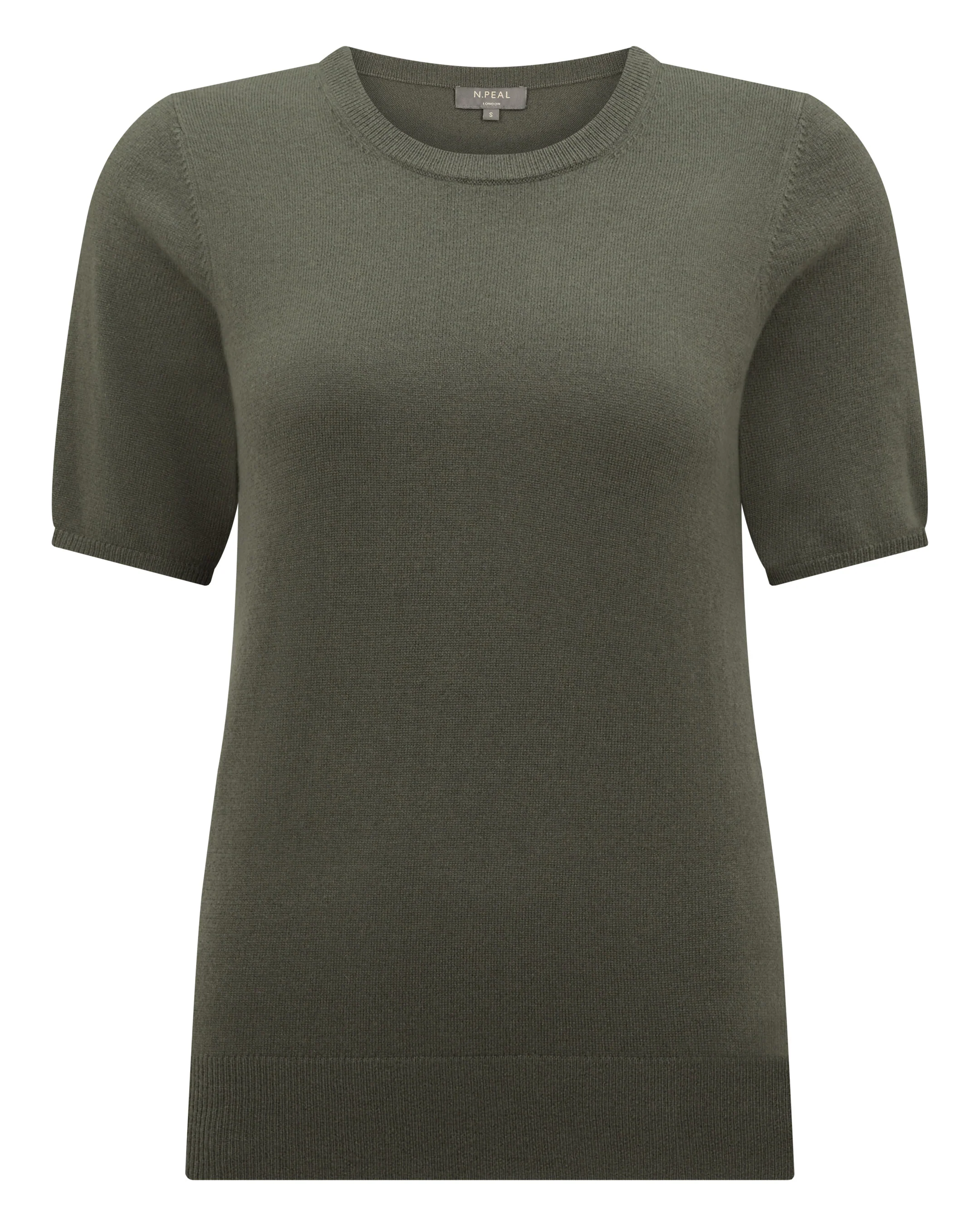 Women's Milly Classic Cashmere T-Shirt Olive Green - Image 2