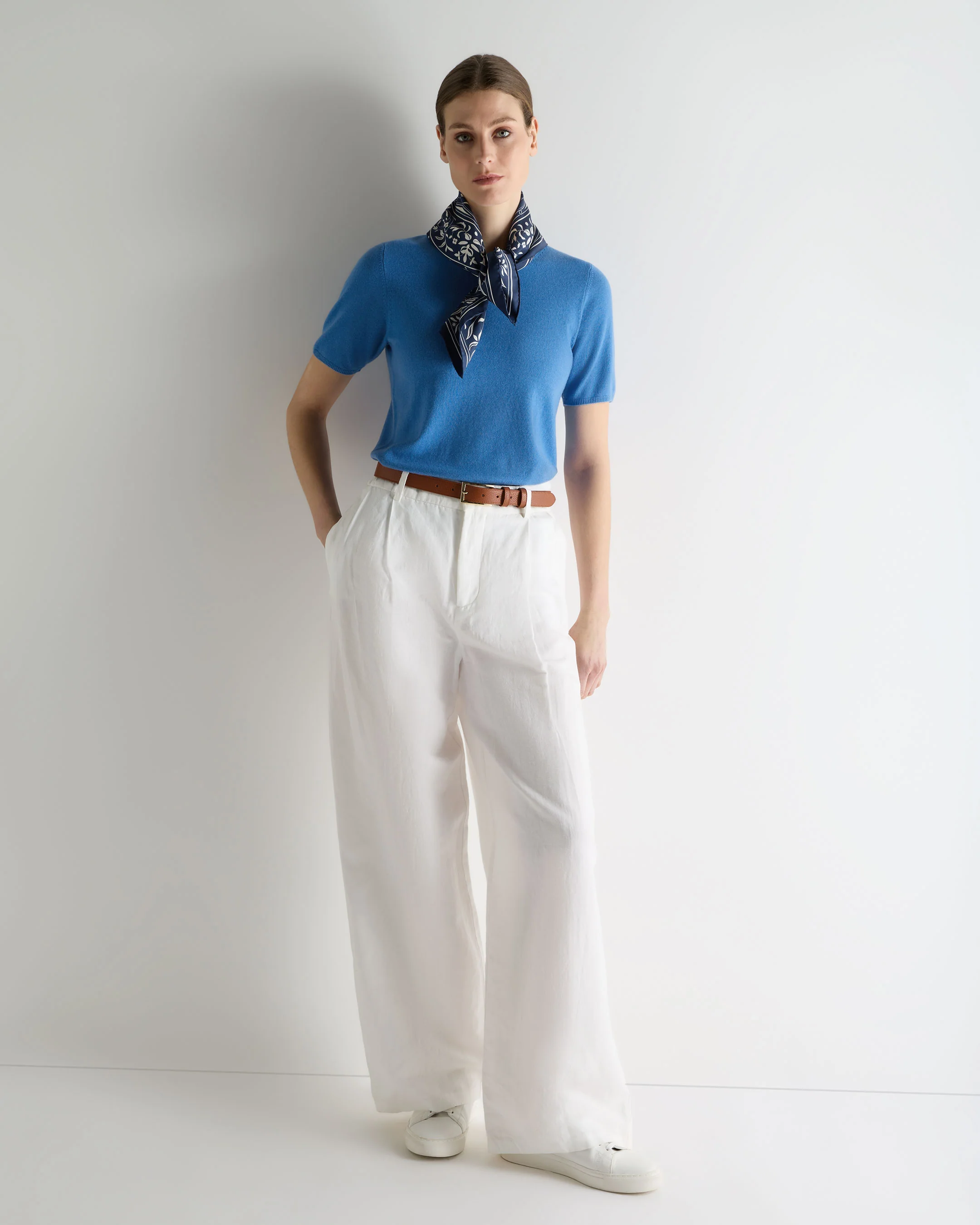 Women's Milly Classic Cashmere T-Shirt Sunshine Blue - Image 3