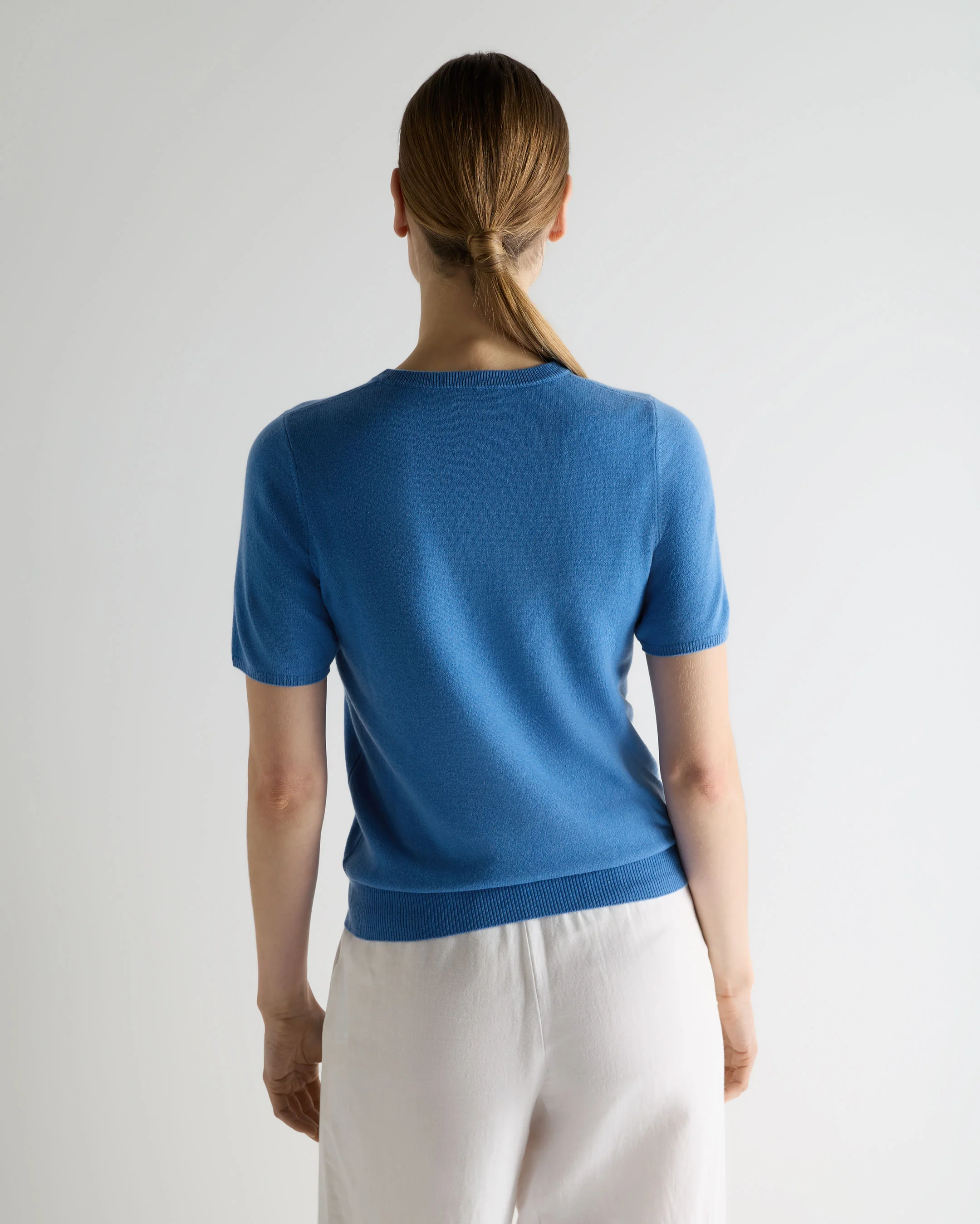 Women's Milly Classic Cashmere T-Shirt Sunshine Blue - Image 4