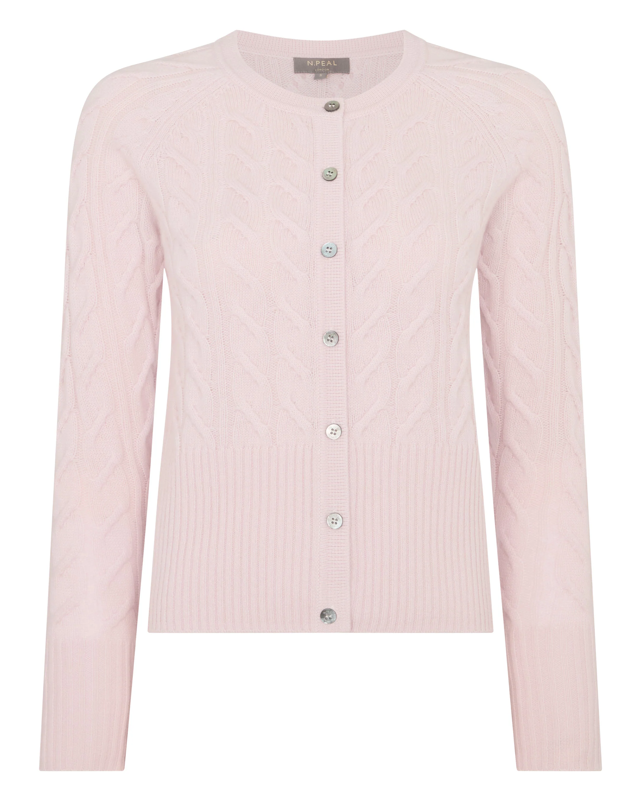 Women's Myla Cable Cashmere Cardigan Powder Pink - Image 2