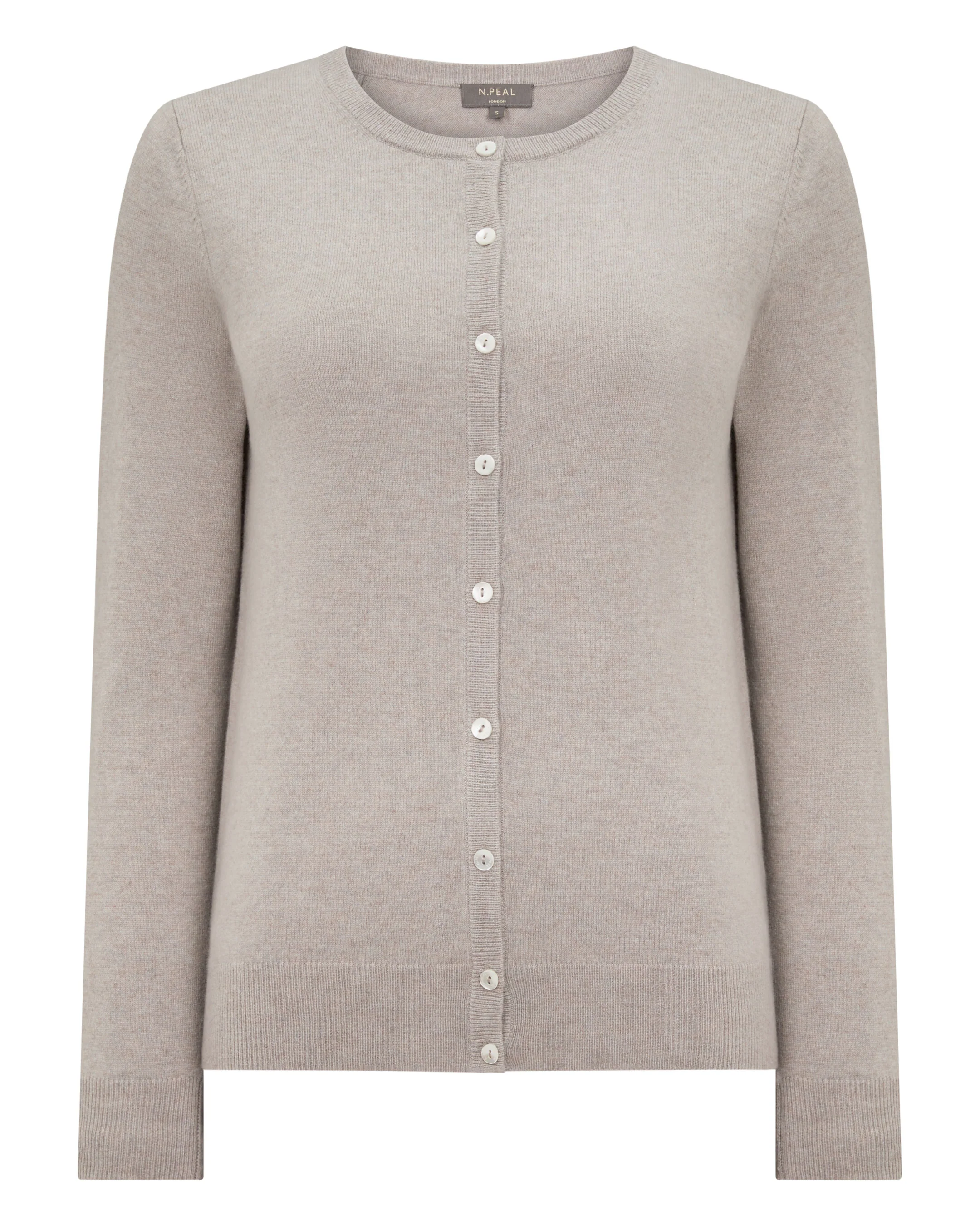 Women's Olivia Round Neck Cashmere Cardigan Oat Grey - Image 2