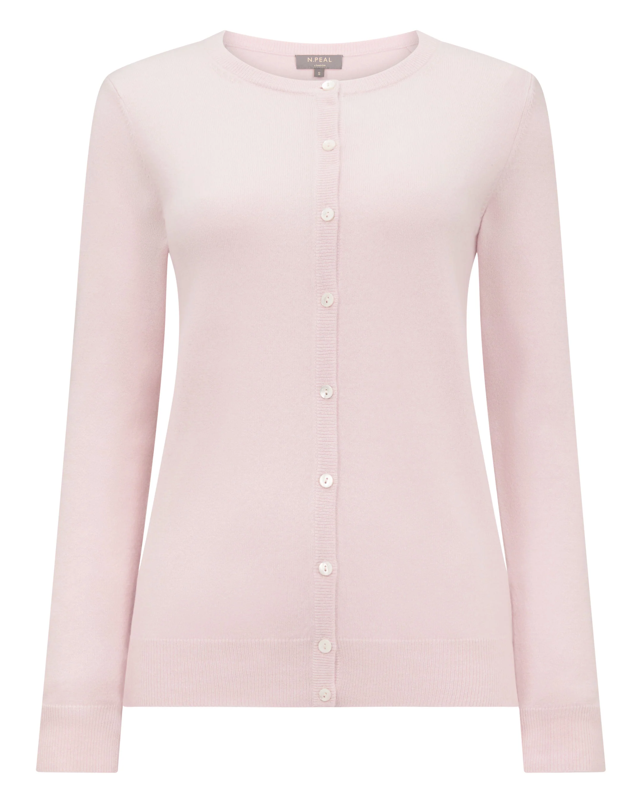 Women's Olivia Round Neck Cashmere Cardigan Powder Pink - Image 2