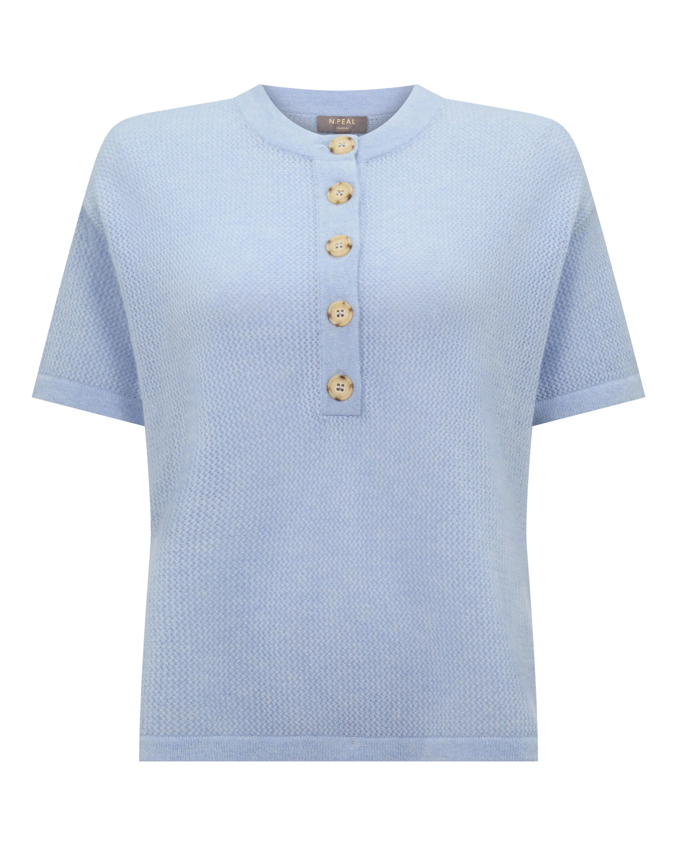 Women's Open Stitch Cashmere Top Sea Mist Blue - Image 2