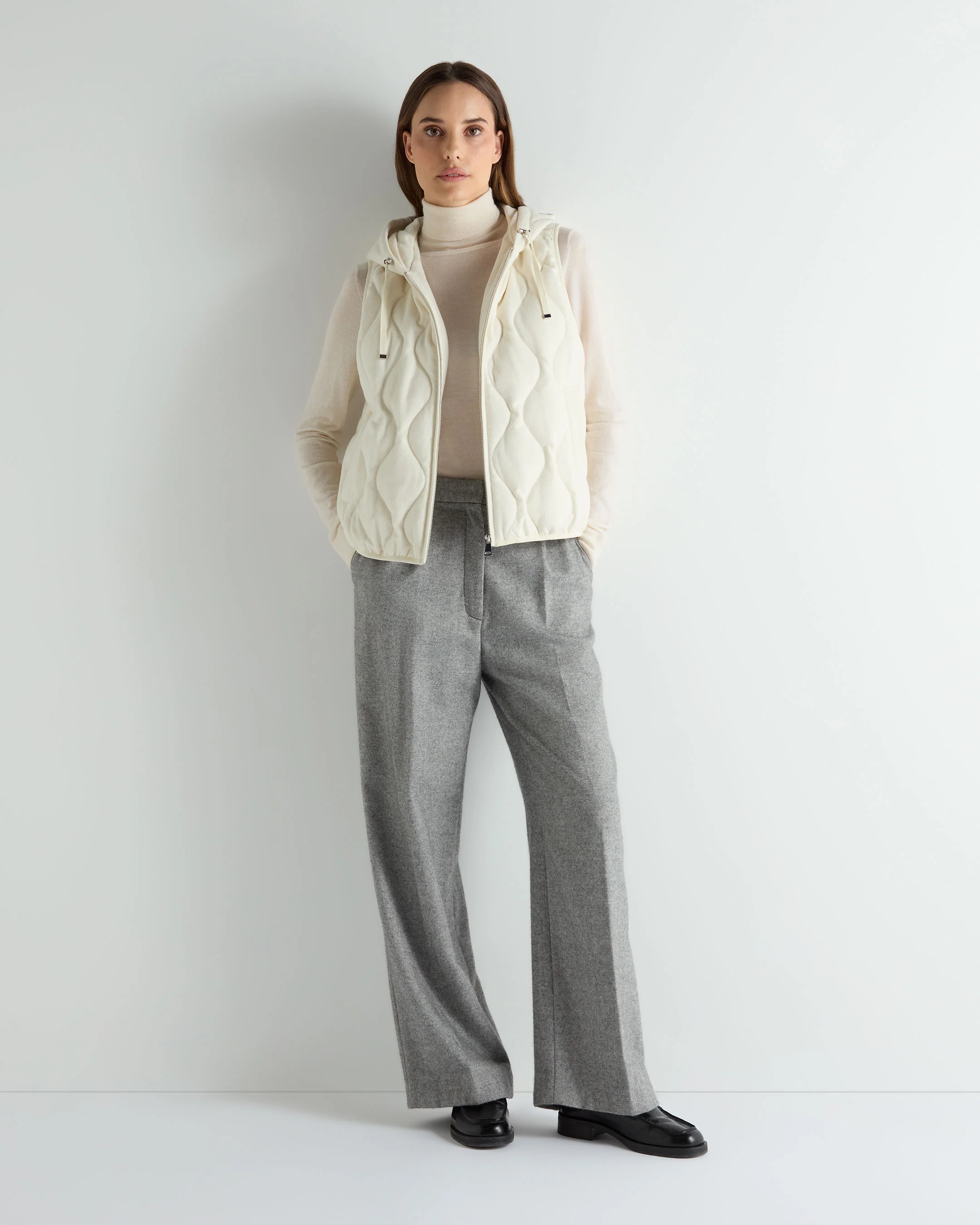 Women's Padded Gilet With Hood White - Image 3