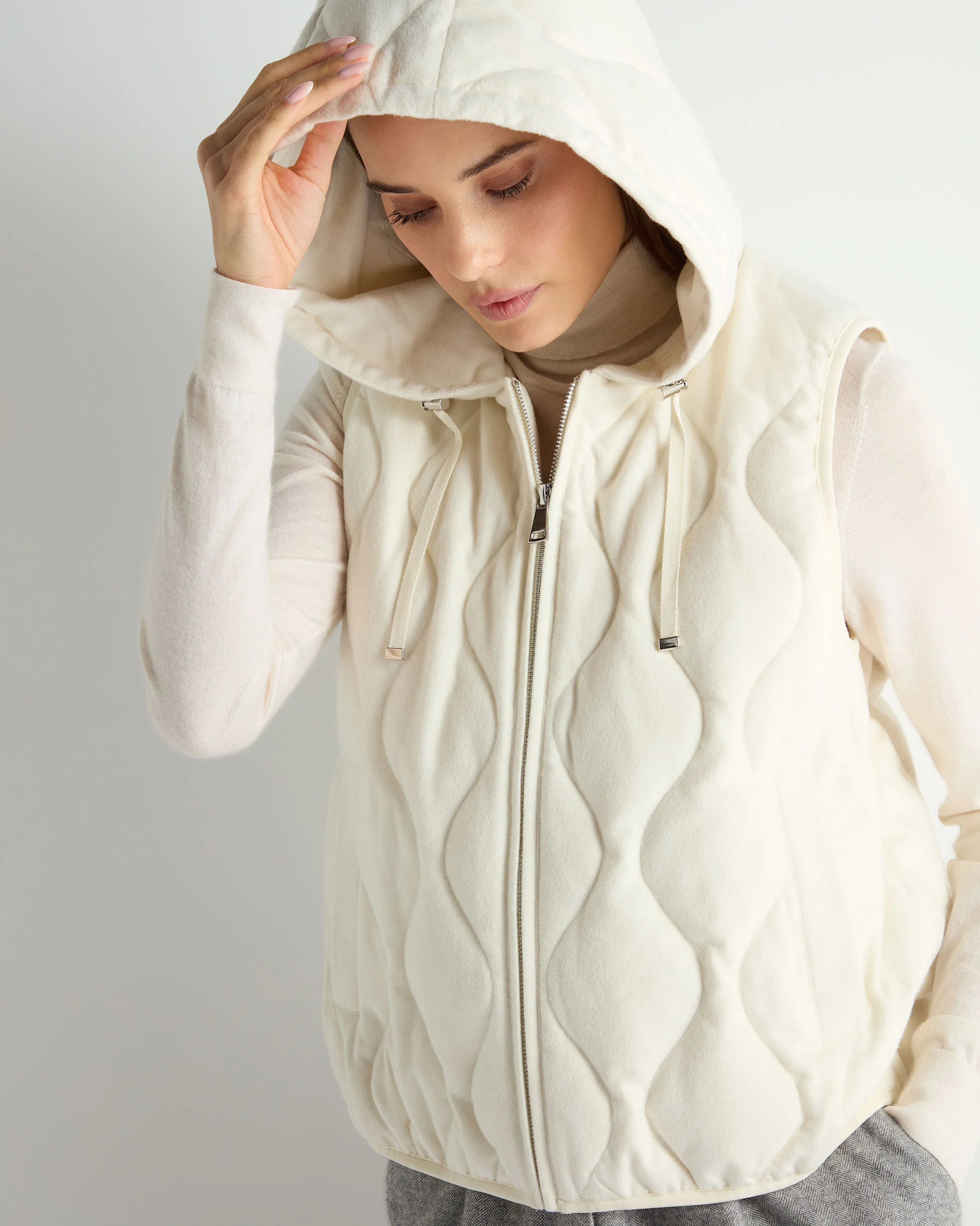 Women's Padded Gilet With Hood White - Image 5
