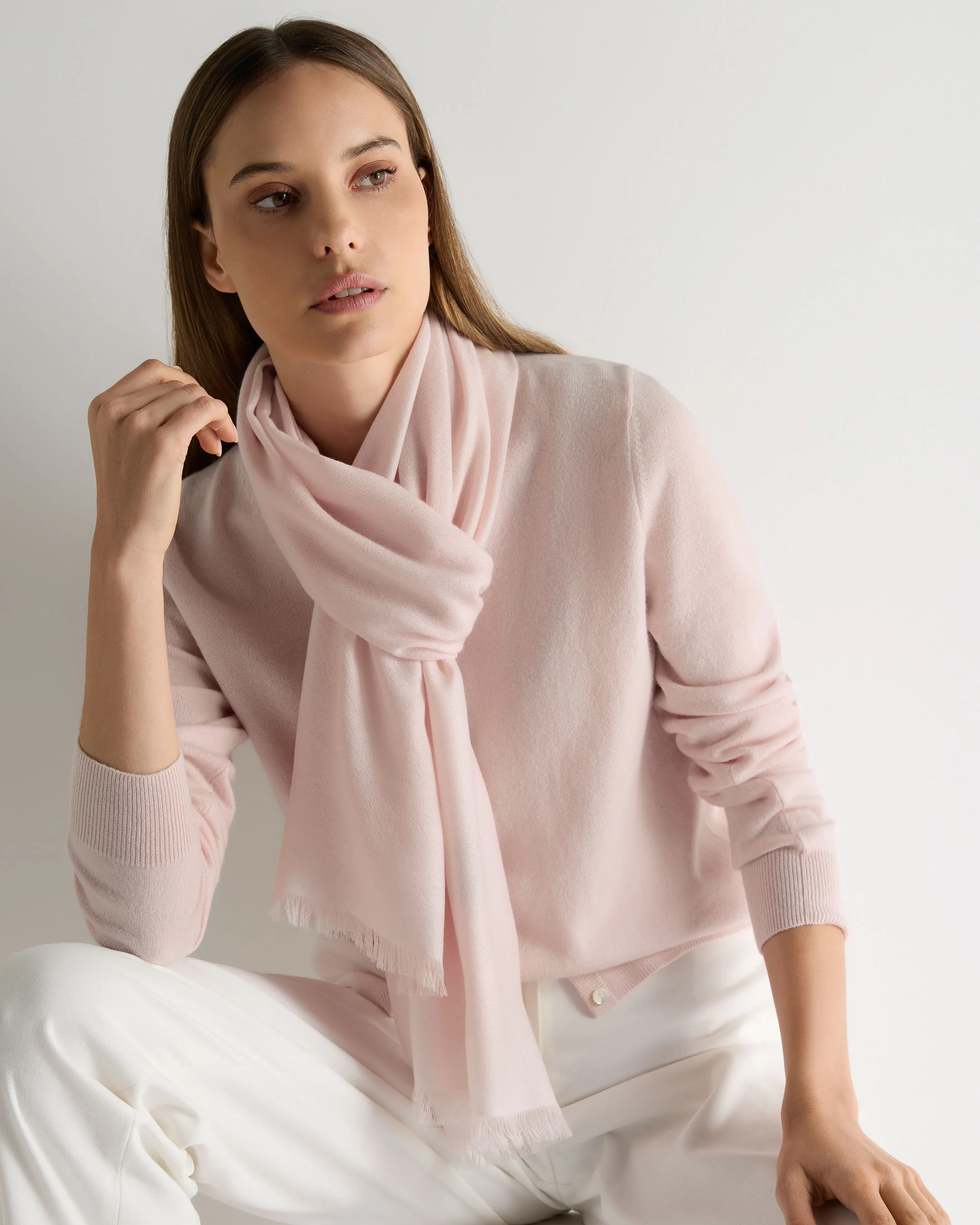 Women's Pashmina Cashmere Stole Powder Pink - Image 2