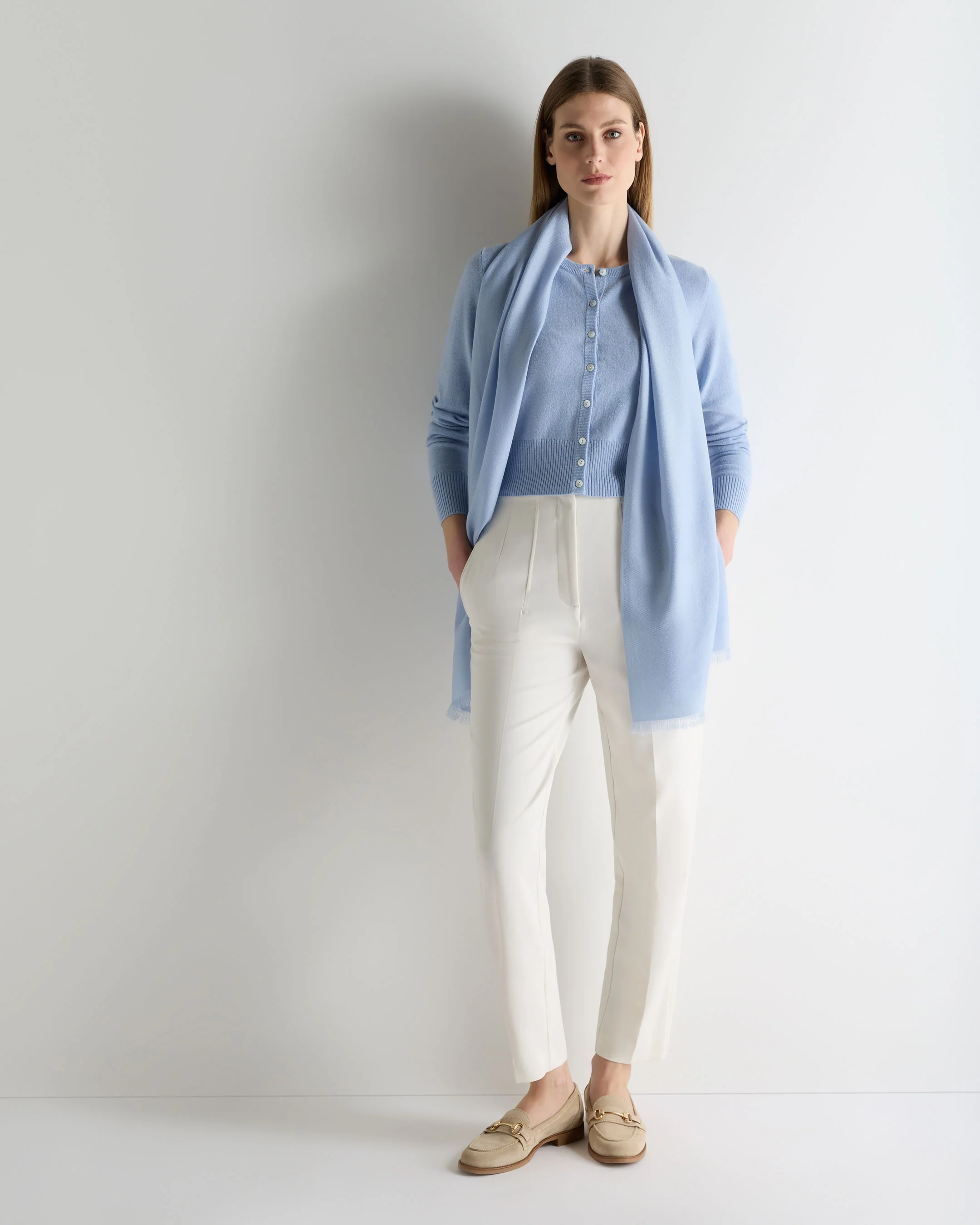 Women's Pashmina Cashmere Stole Sea Mist Blue - Image 3
