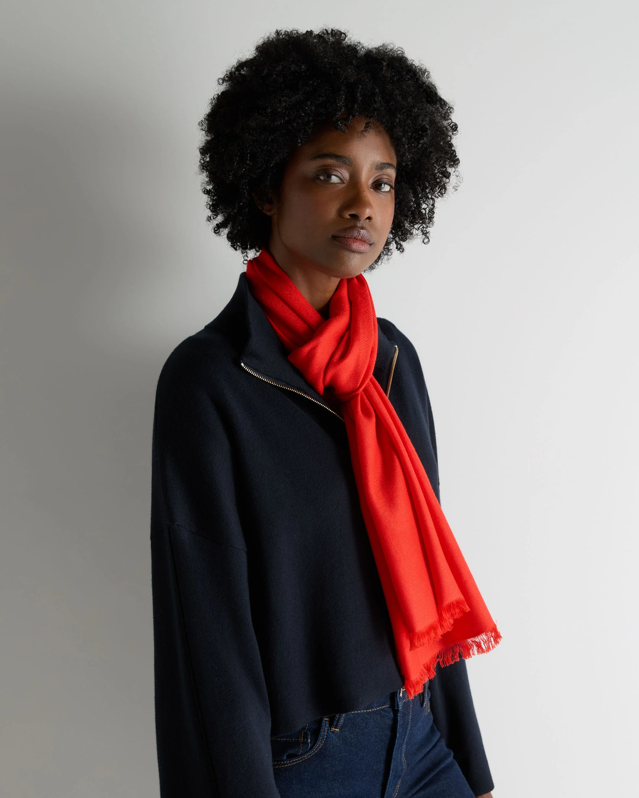 Women's Pashmina Cashmere Stole Tomato Red - Image 3