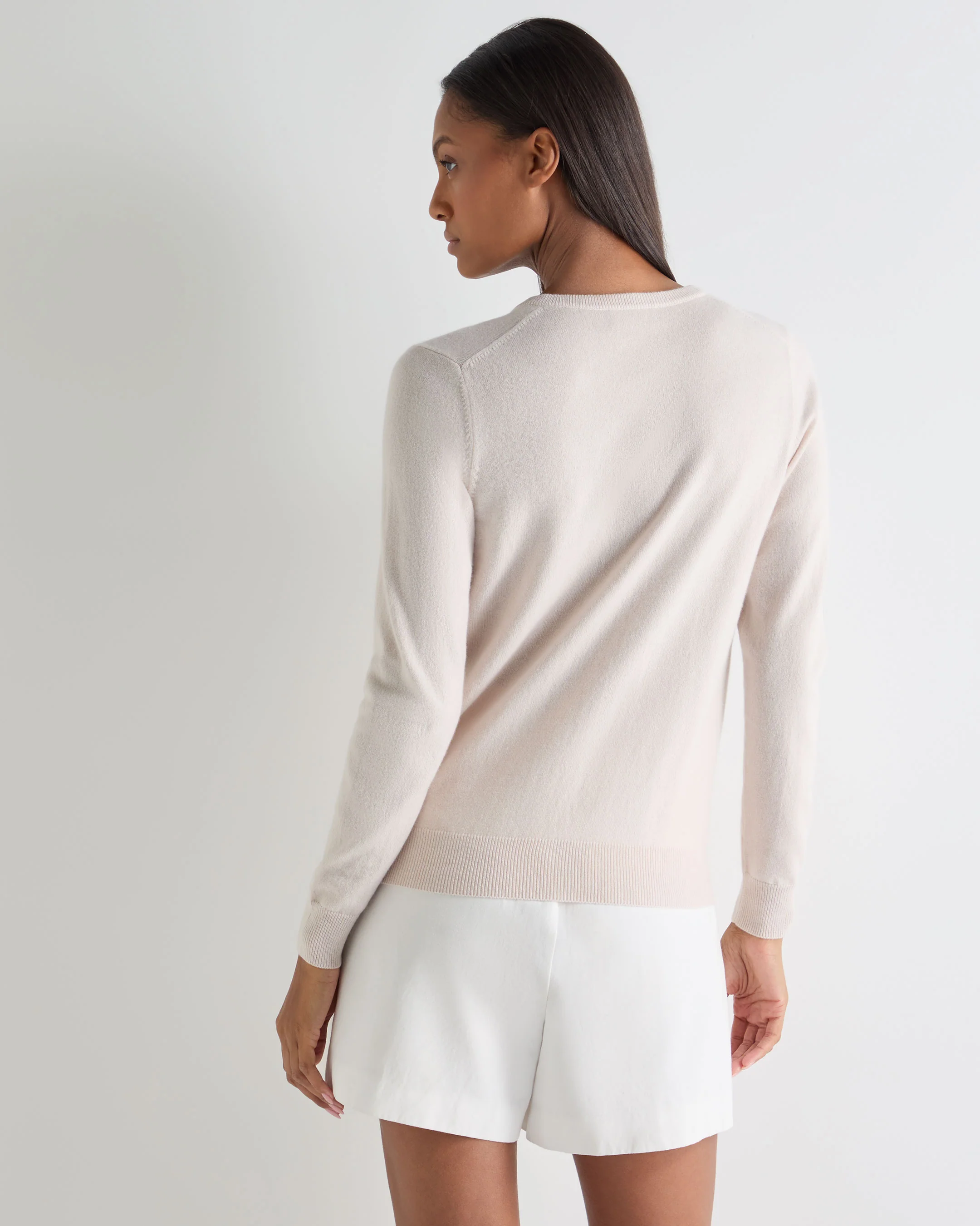 Women's Phoebe V Neck Cashmere Jumper Dove Pink - Image 4