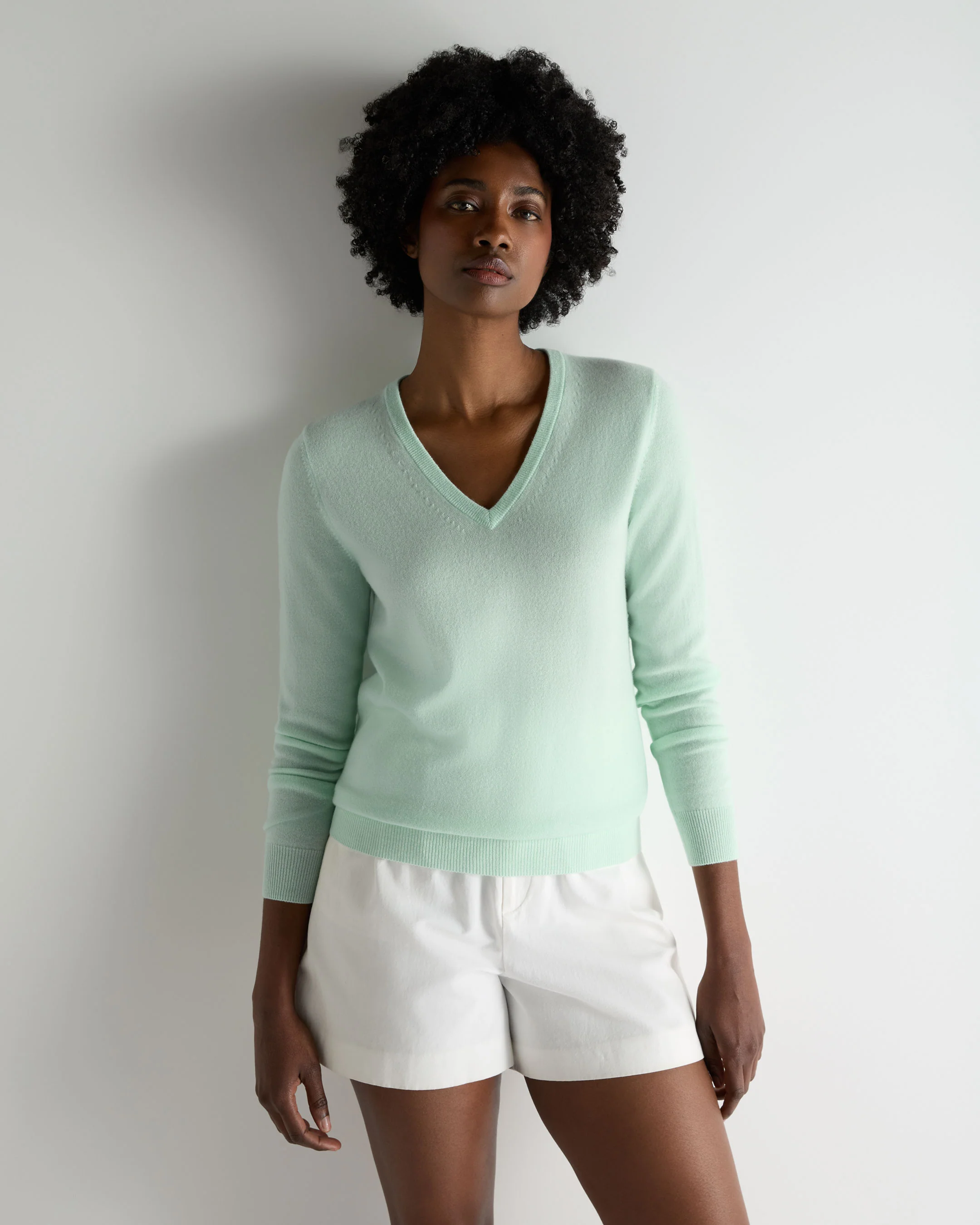 Women's Phoebe V Neck Cashmere Jumper Mint Green