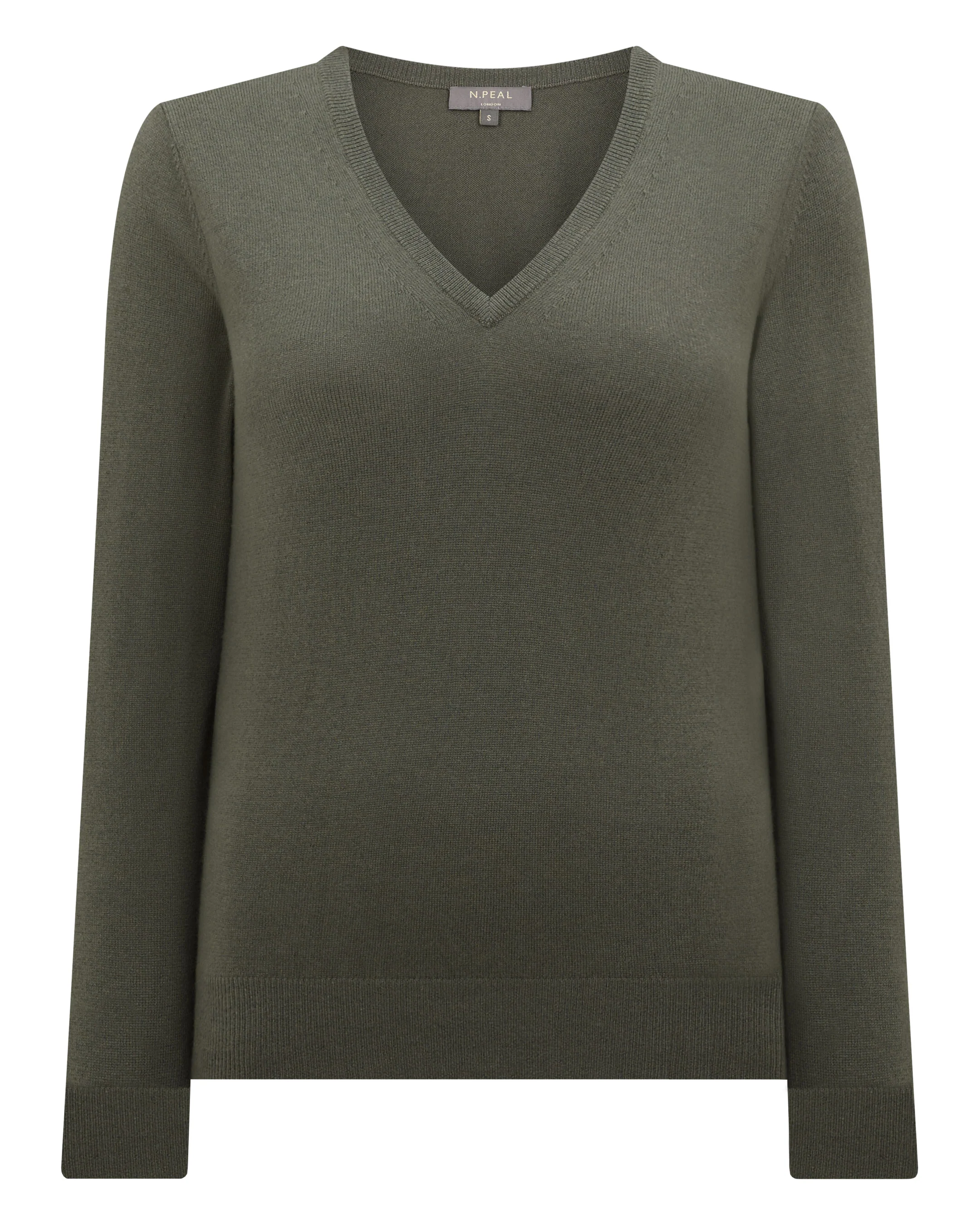 Women's Phoebe V Neck Cashmere Jumper Olive Green - Image 2